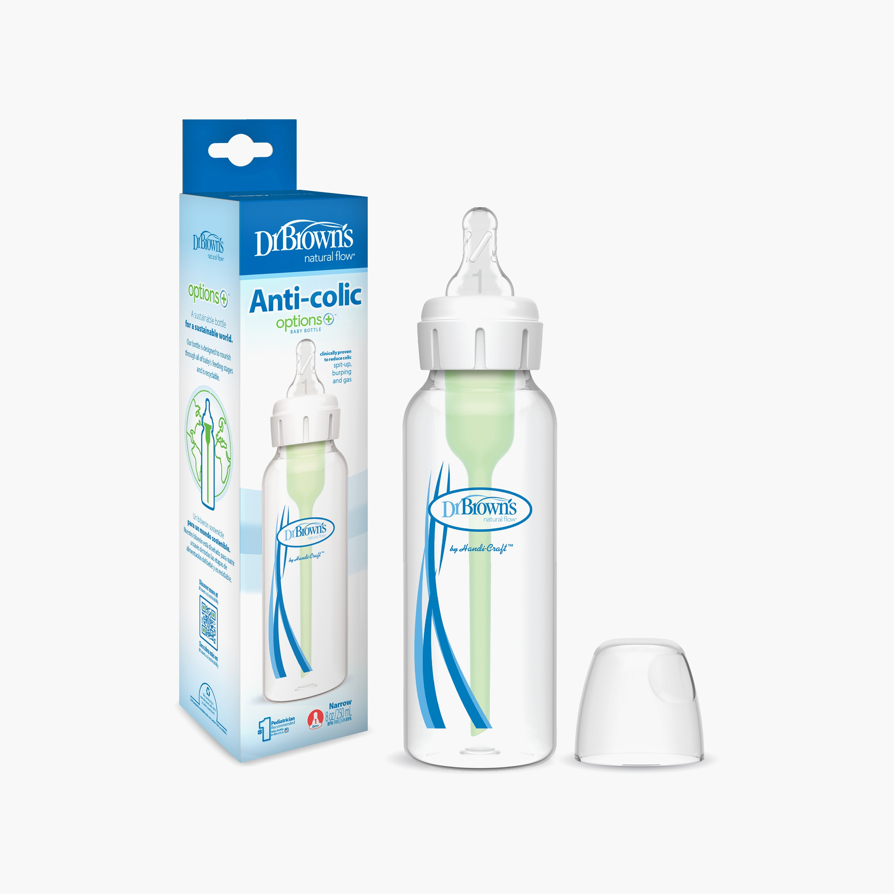 Dr. Brown's Anti-Colic Natural Flow Feeding Bottle,250 ml-baby-feeding-feedingbottles-bottlesandteats-image-1