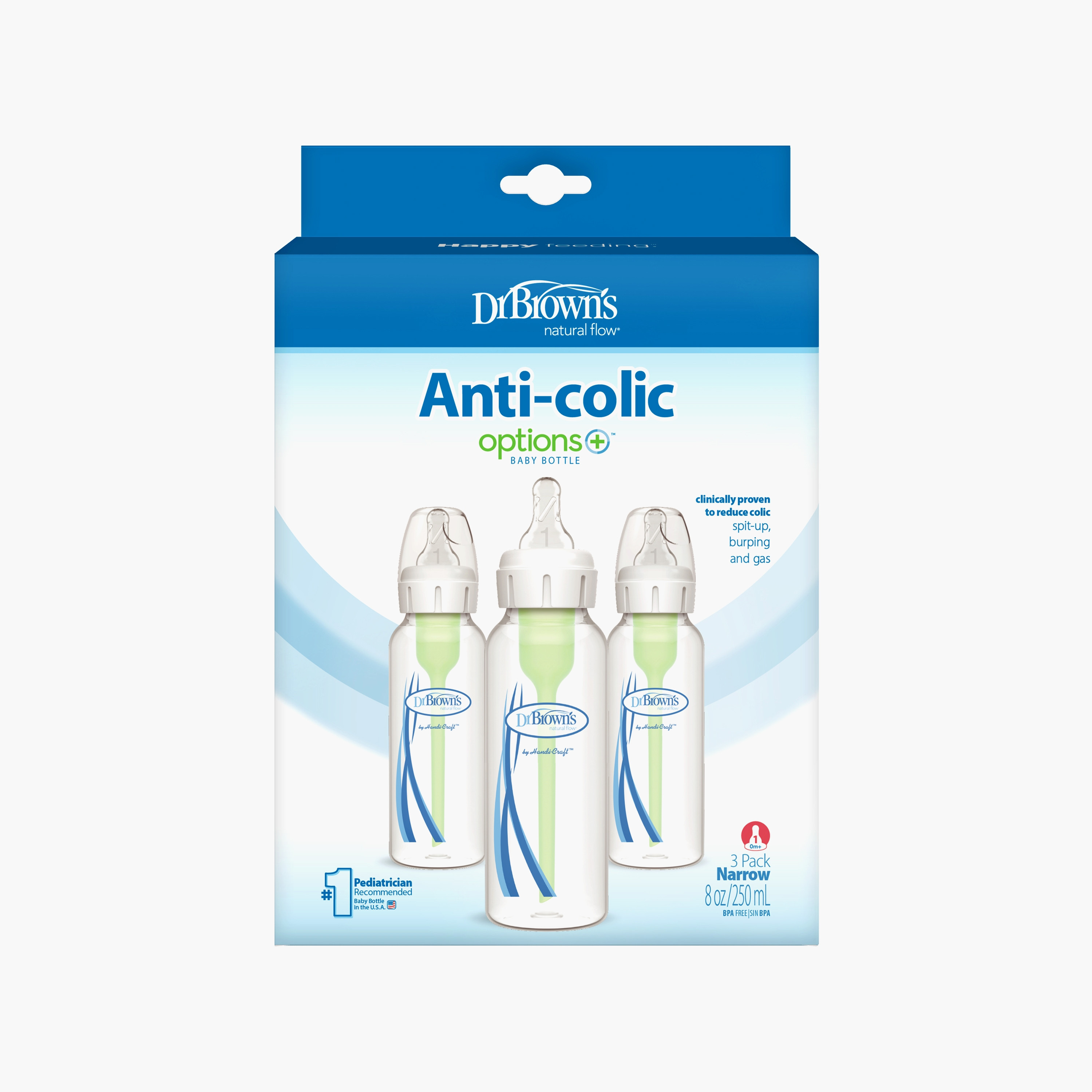 Dr. Brown's 3-Piece Anti-Colic Natural Flow Feeding Bottle, 250 ml-baby-feeding-feedingbottles-bottlesandteats-image-2