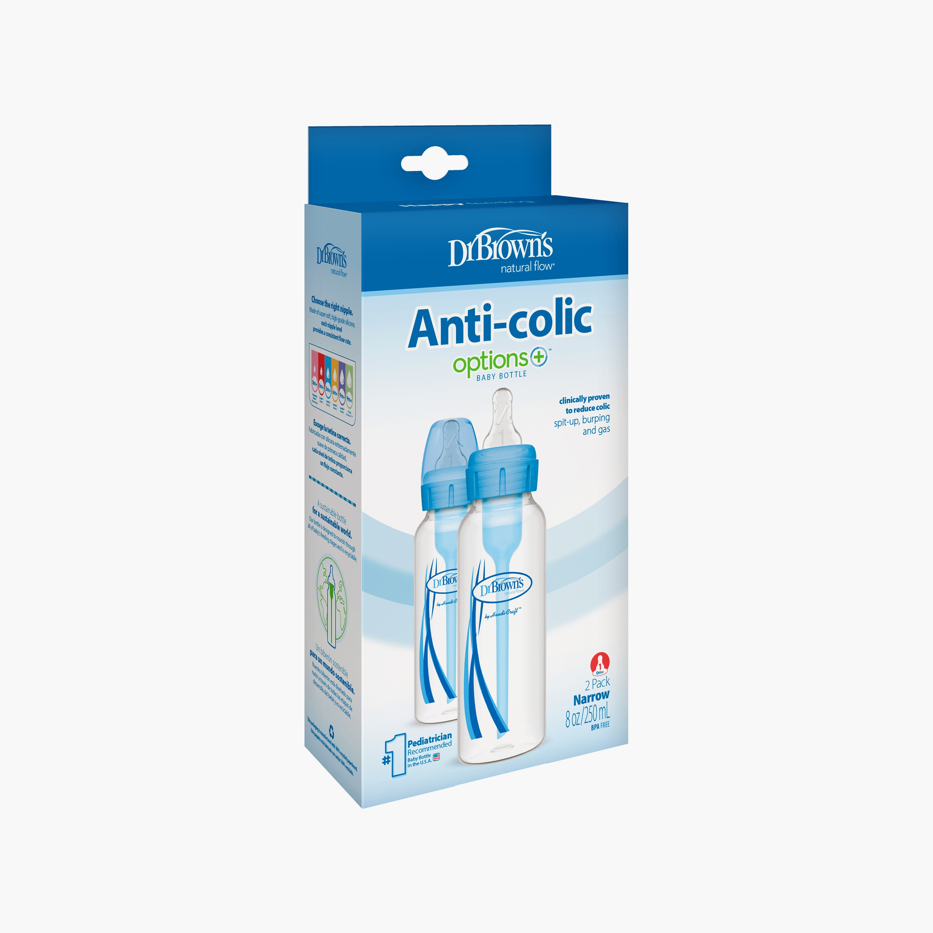 Dr. Brown's 2-Piece Anti Colic Option+ Natural Flow Feeding Bottles, 250 ml-baby-feeding-feedingbottles-bottlesandteats-image-3