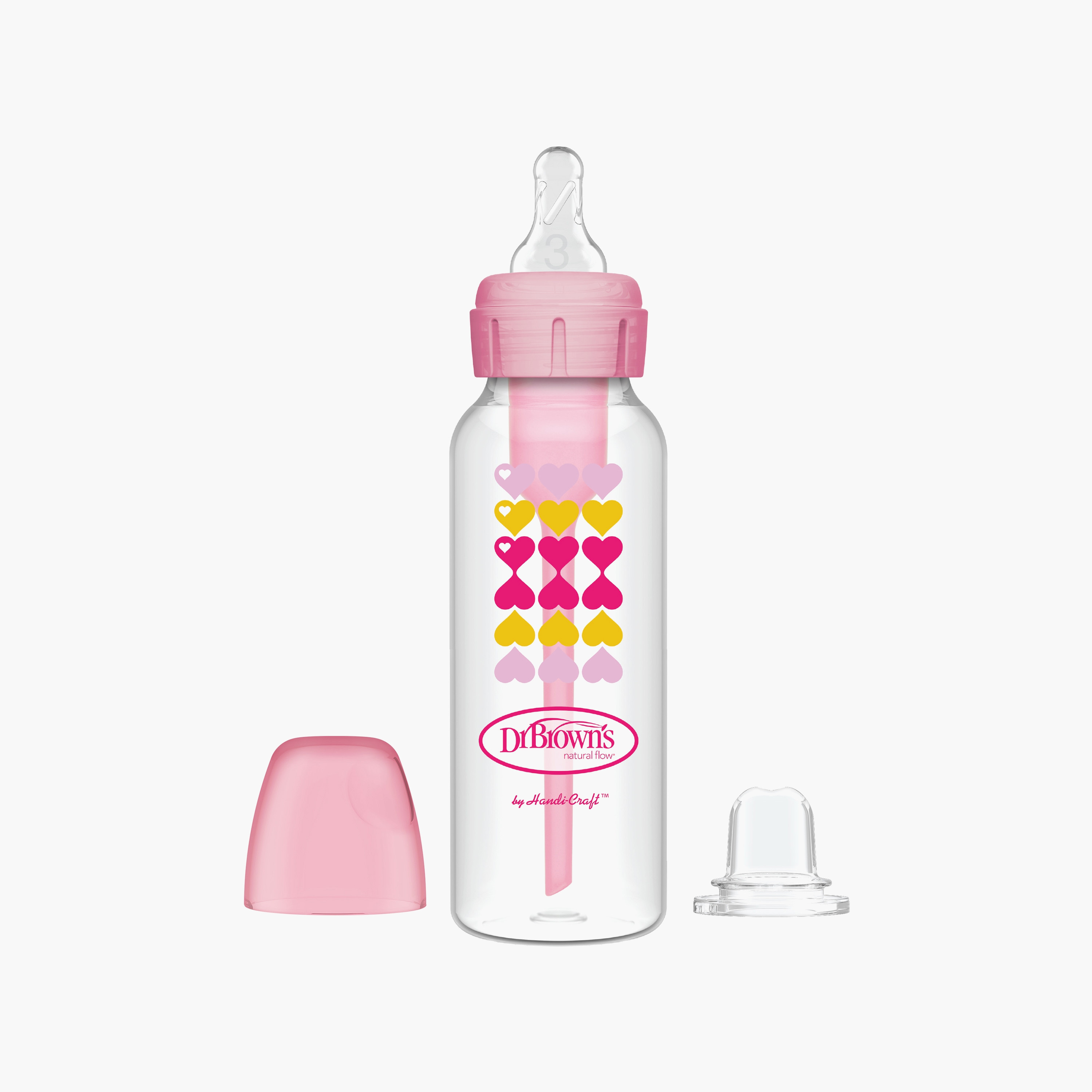 Dr. Brown's Narrow Options+ Feeding Bottle Kit, Heart, Pink, 250 ml-baby-feeding-feedingbottles-bottlesandteats-image-1