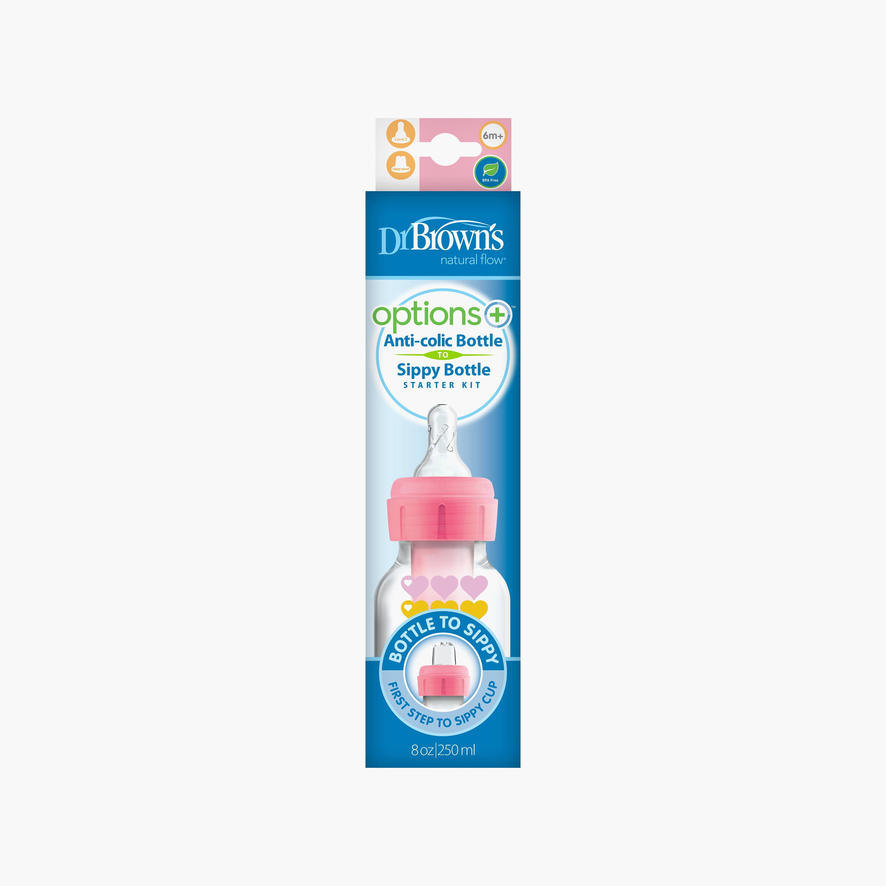 Dr. Brown's Narrow Options+ Feeding Bottle Kit, Heart, Pink, 250 ml-baby-feeding-feedingbottles-bottlesandteats-image-4