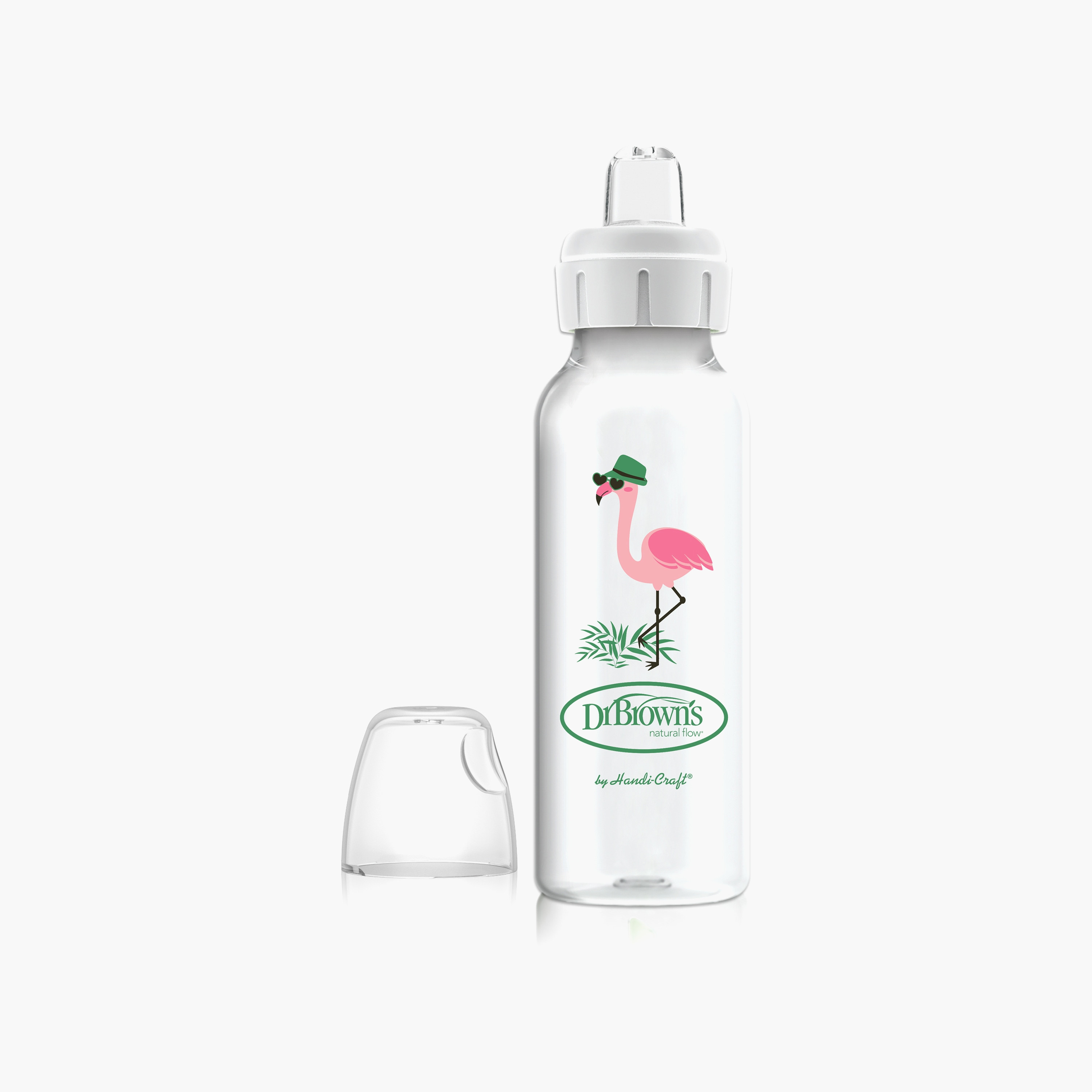 Dr. Brown's Narrow Sippy Spout Bottle, Flamingo, 250 ml-baby-feeding-feedingbottles-bottlesandteats-image-1