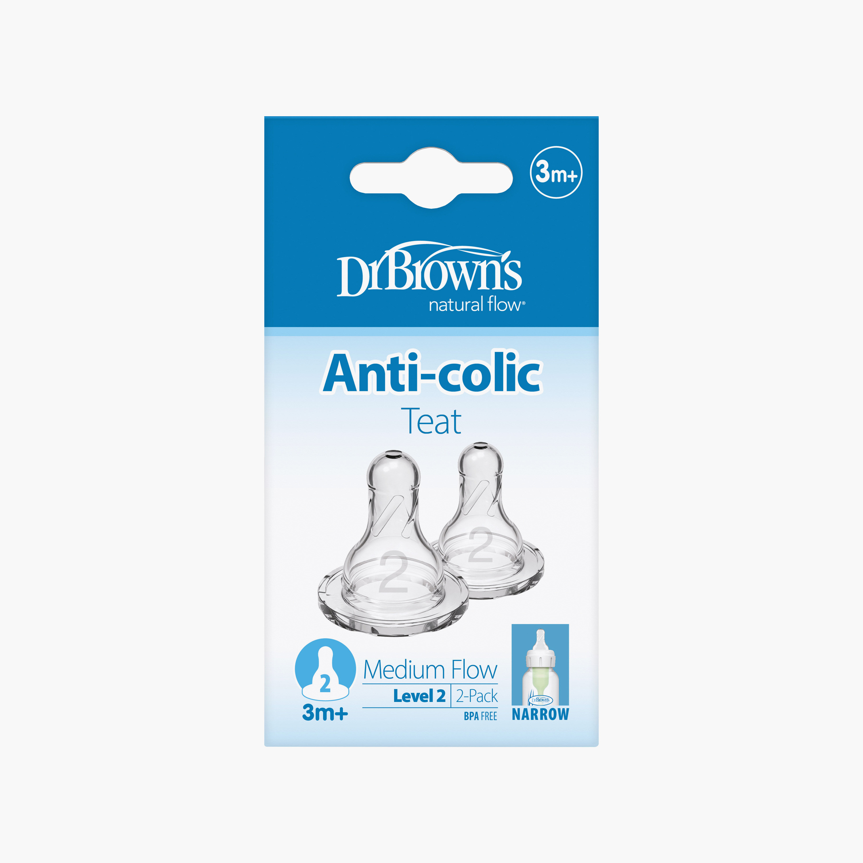 Dr. Brown's 2-Piece Silicone Narrow Nipples, Level 2-baby-feeding-feedingbottles-bottlesandteats-image-5