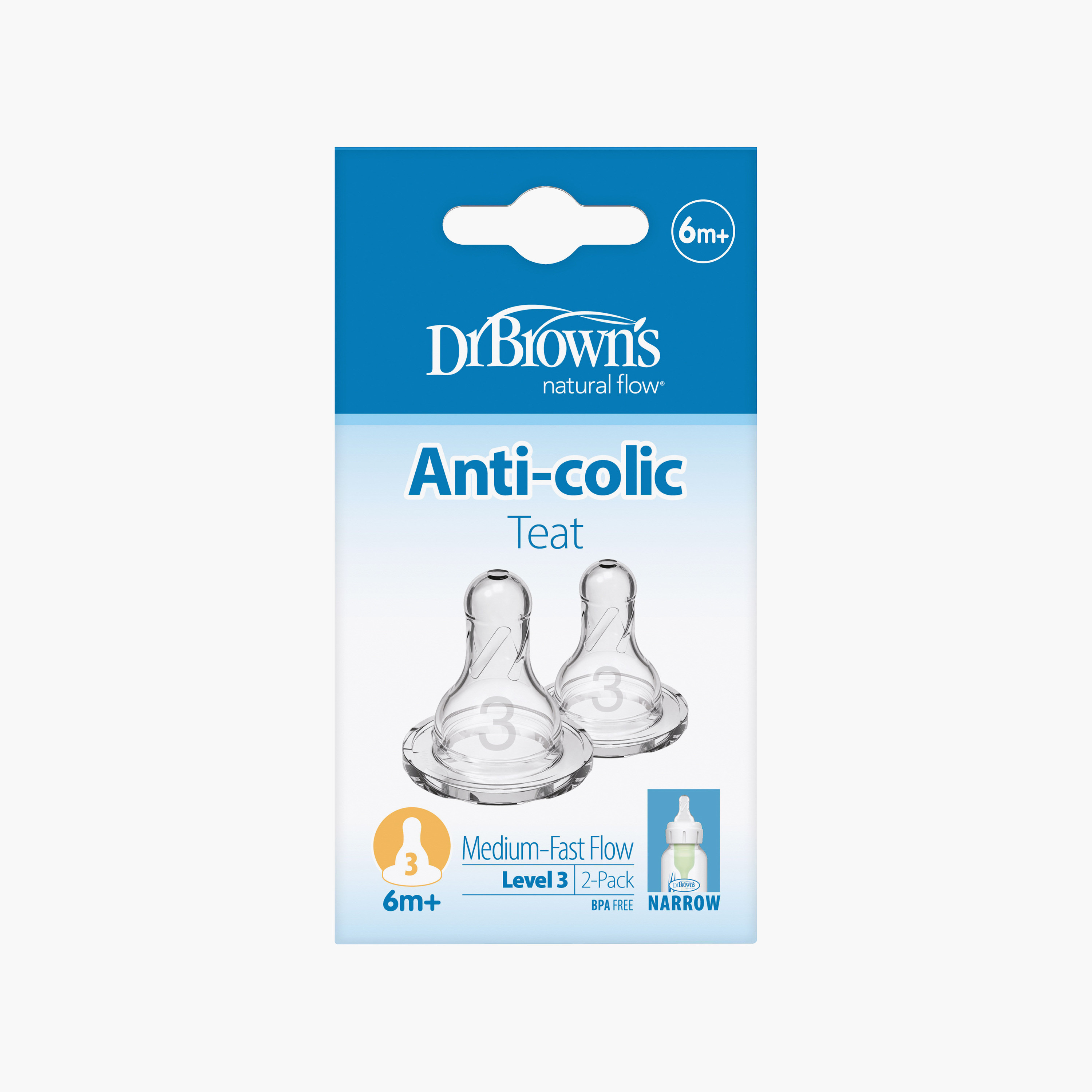 Dr. Brown's 2-Piece Silicone Narrow Nipples, Level 3-baby-feeding-feedingbottles-bottlesandteats-image-6