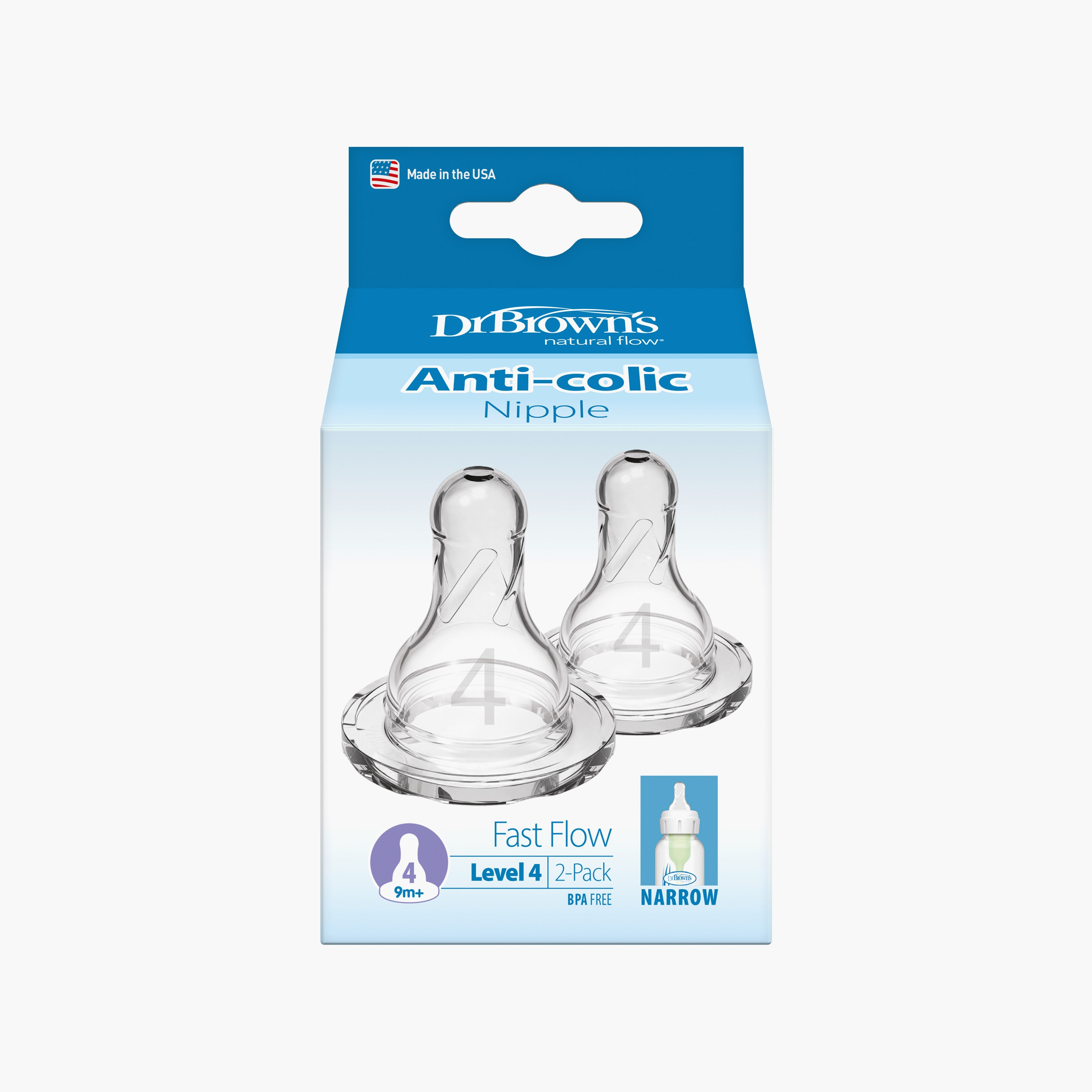 Dr. Brown's 2-Piece Silicone Narrow Nipples, Level 4-baby-feeding-feedingbottles-bottlesandteats-image-1