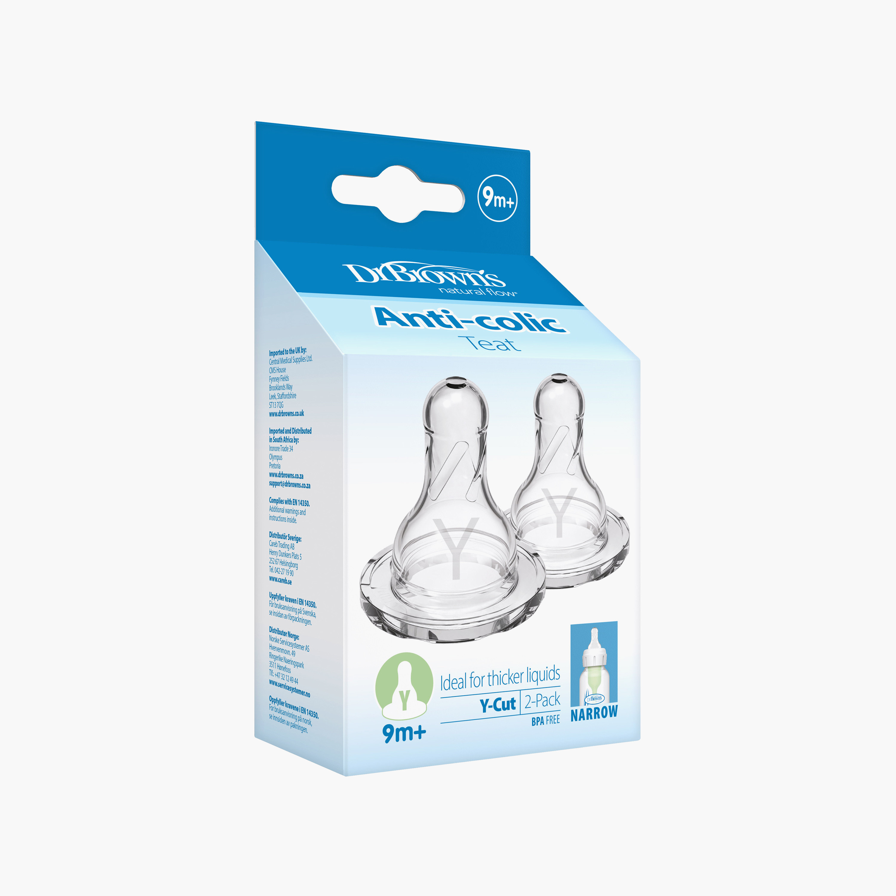 حلمات الضيقة المصنوعة من السيليكون على شكل حرف Y مكونة من قطعتين من دكتور براونز-baby-feeding-feedingbottles-bottlesandteats-image-7