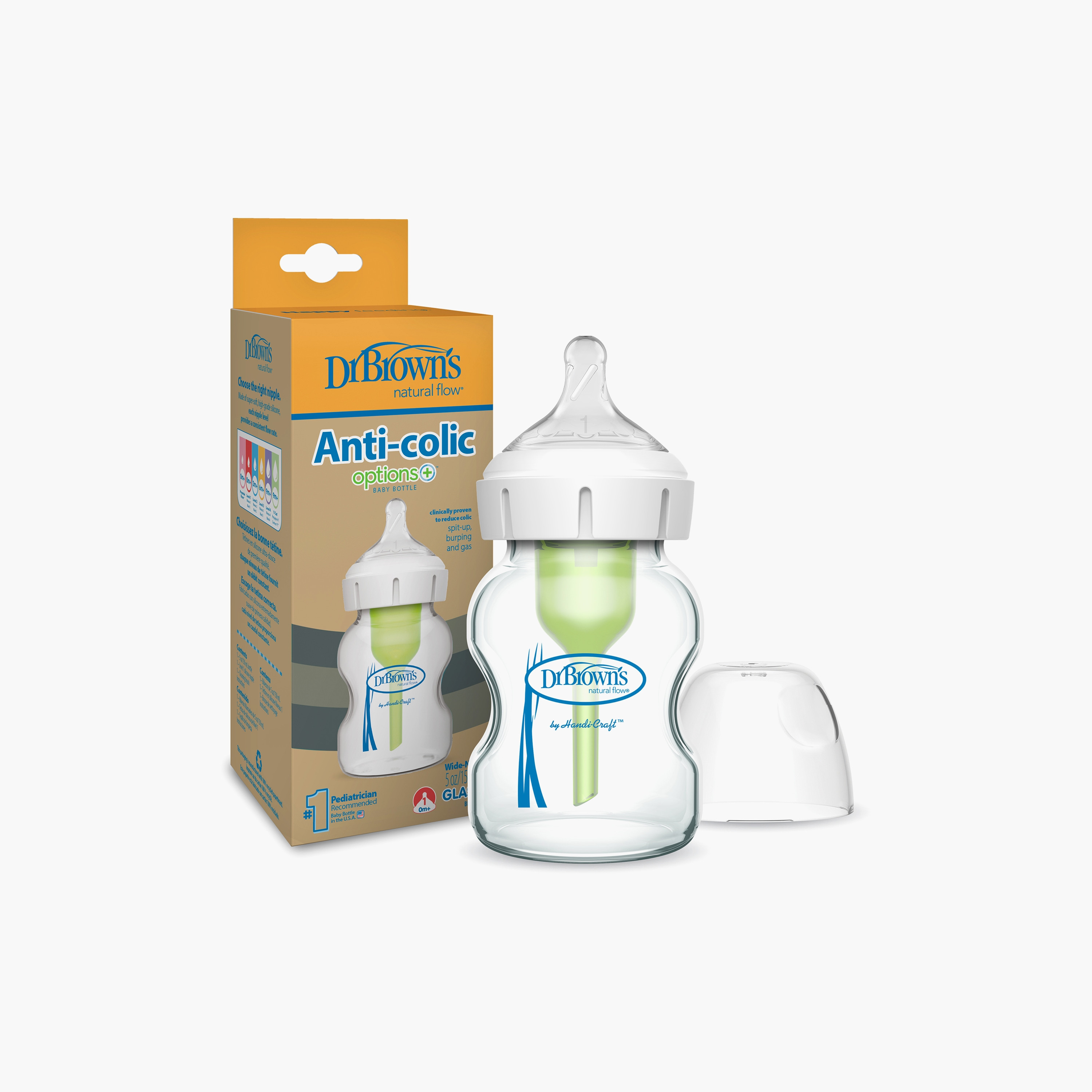 Dr. Brown's Wide Neck Option+ Feeding Bottle, 150 ml-baby-feeding-feedingbottles-bottlesandteats-image-1