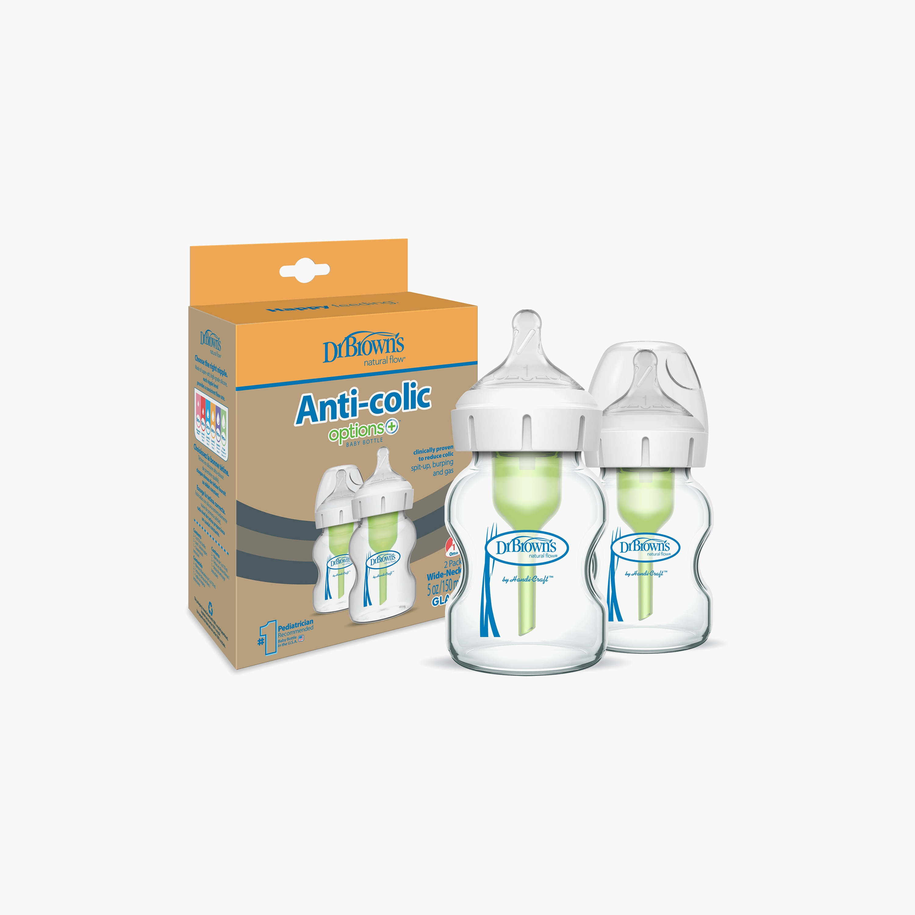 Dr. Brown's 2-Piece Wide Neck Option + Feeding Bottles, 150 ml-baby-feeding-feedingbottles-bottlesandteats-image-1