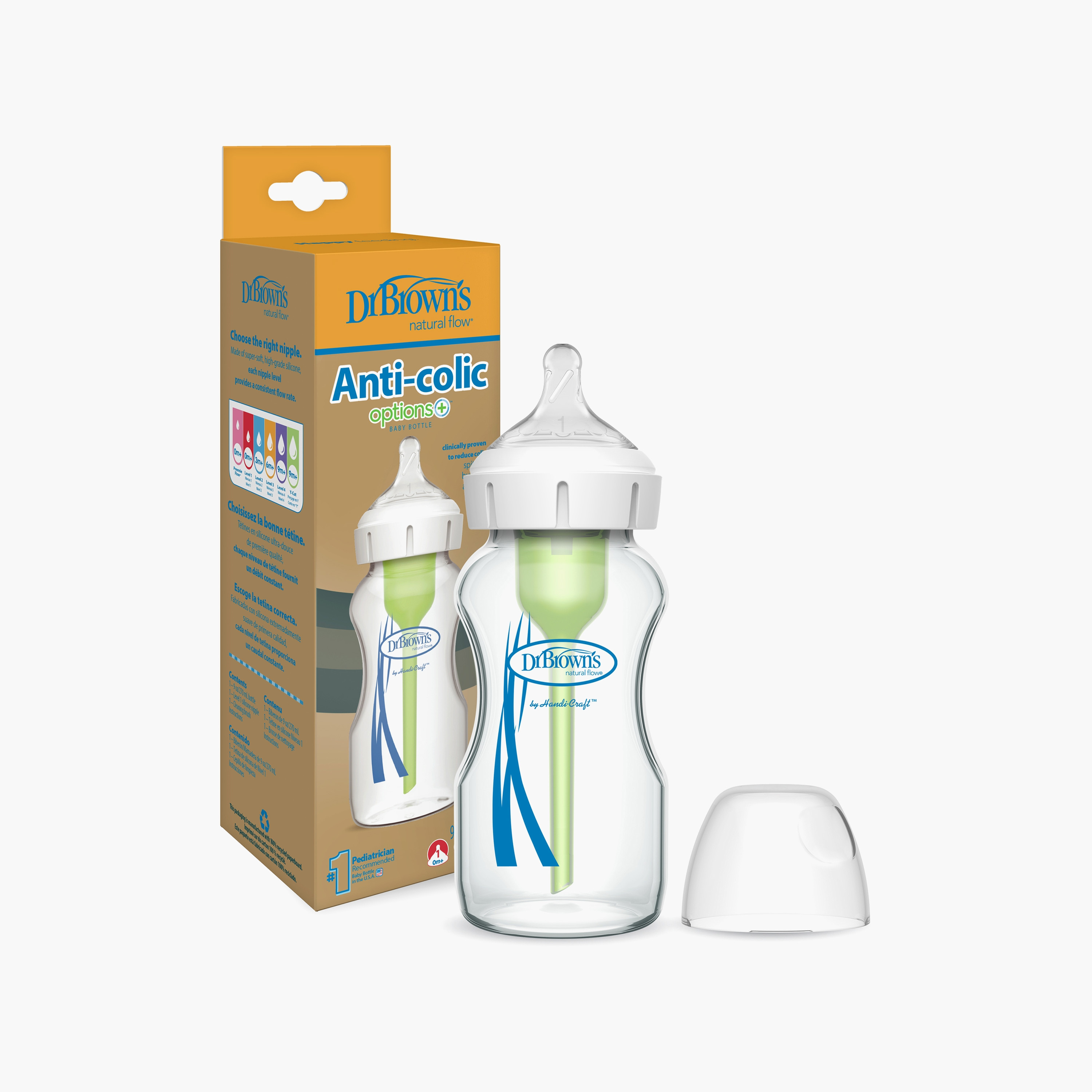 Dr. Brown's Wide Neck Option+ Feeding Bottle, 270 ml-baby-feeding-feedingbottles-bottlesandteats-image-1