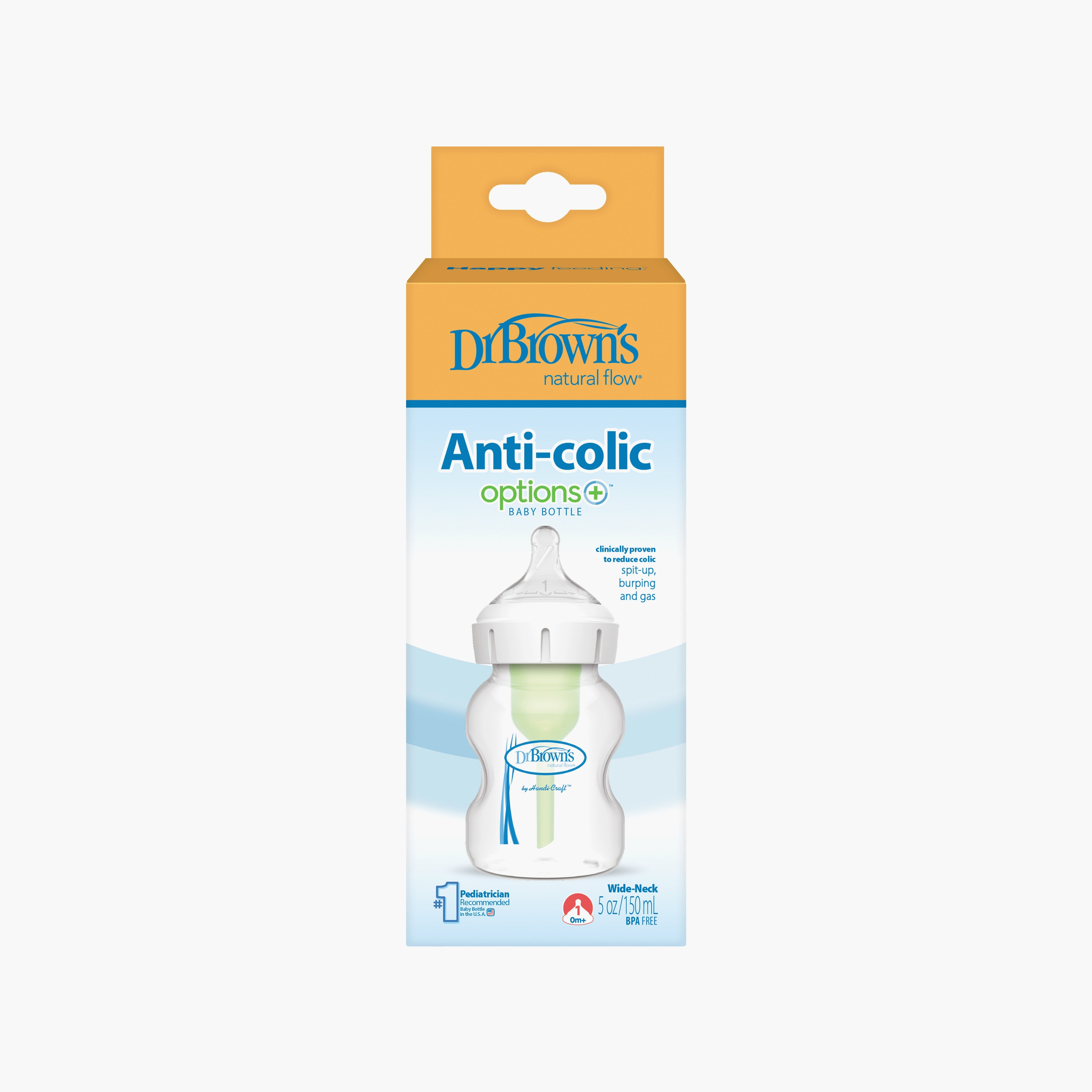 Dr. Brown's Wide Neck Options+ Feeding Bottle, 150 ml-baby-feeding-feedingbottles-bottlesandteats-image-1