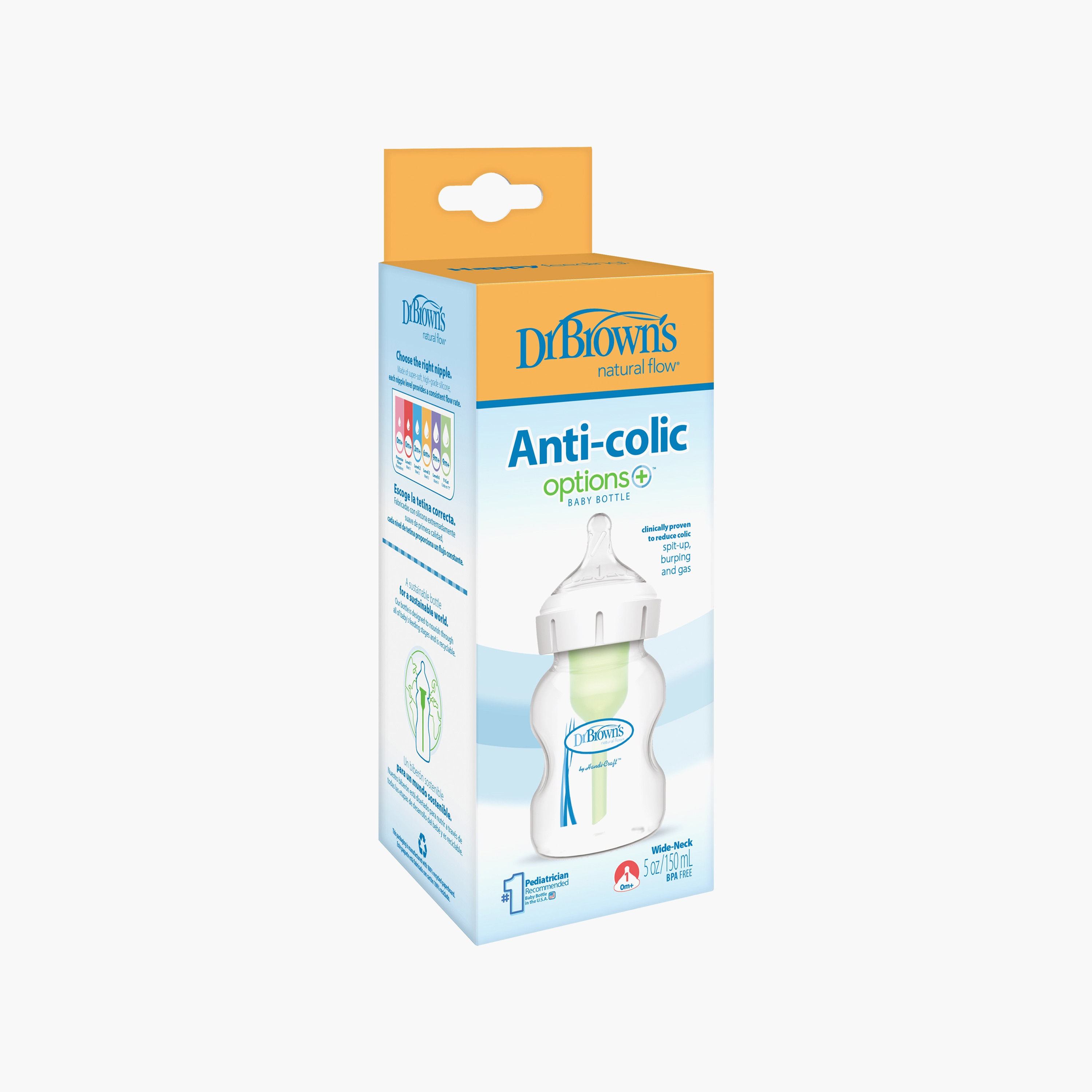 Dr. Brown's Wide Neck Options+ Feeding Bottle, 150 ml-baby-feeding-feedingbottles-bottlesandteats-image-2