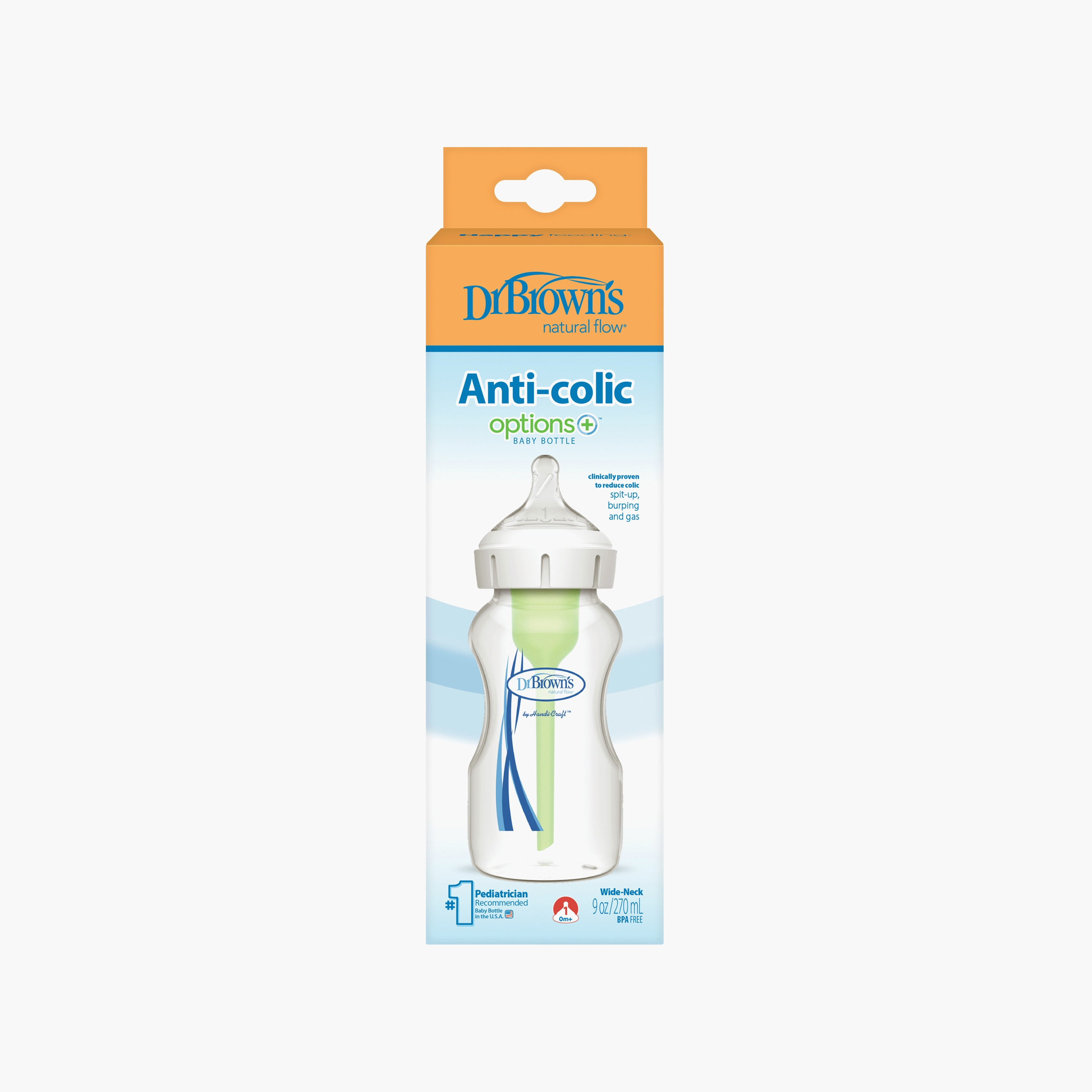 Dr. Brown's Wide Neck Options+ Feeding Bottle, 270 ml-baby-feeding-feedingbottles-bottlesandteats-image-1