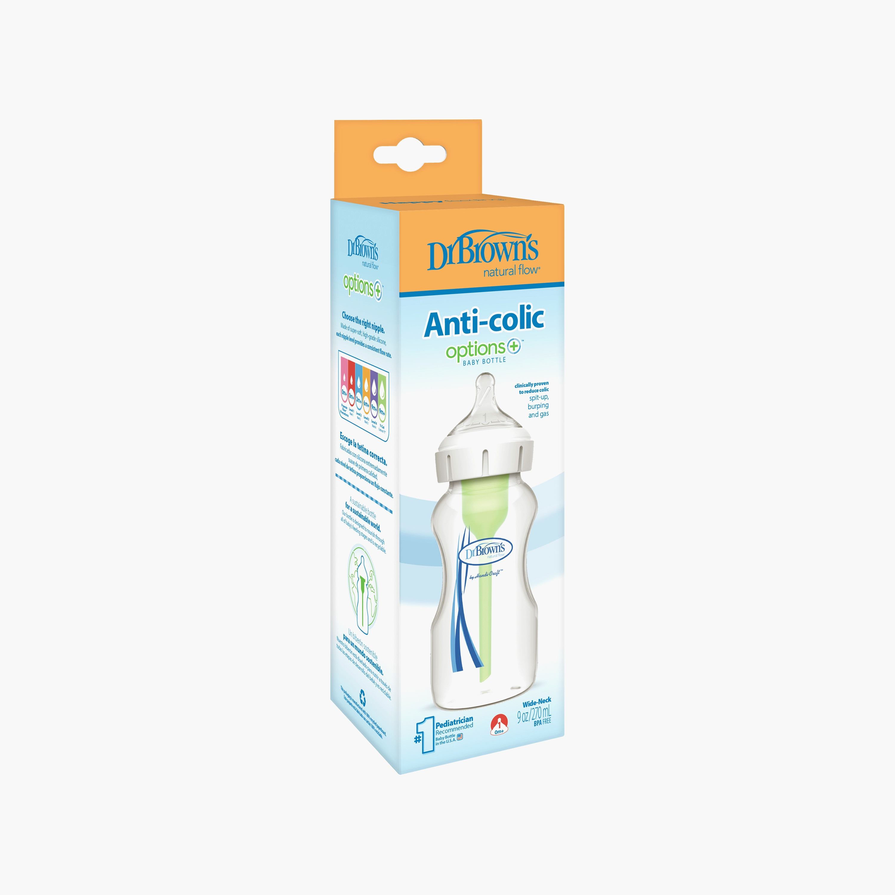 Dr. Brown's Wide Neck Options+ Feeding Bottle, 270 ml-baby-feeding-feedingbottles-bottlesandteats-image-2