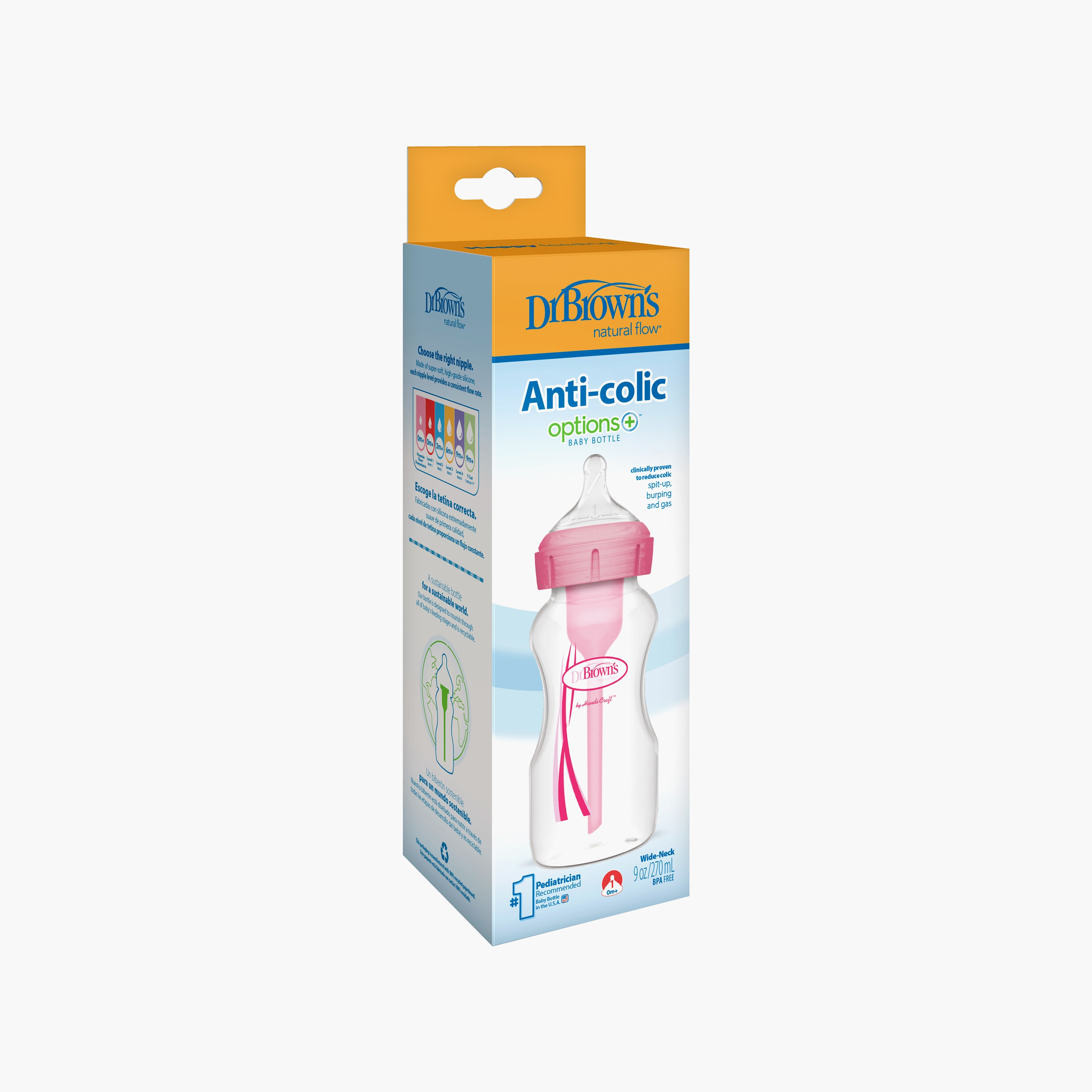 Dr. Brown's Wide Neck Options+ Feeding Bottle, 270 ml-baby-feeding-feedingbottles-bottlesandteats-image-2