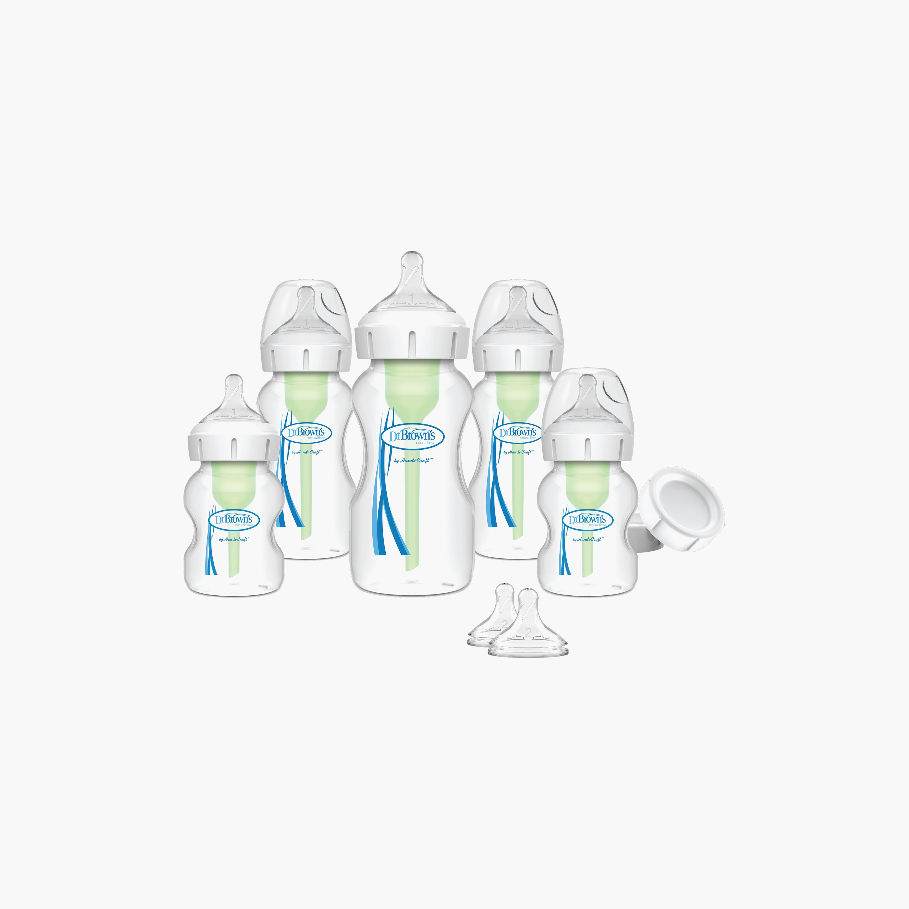 مجموعة الرضاعة حديثي الولادة ذات الرقبة الواسعة أوبشنز+ من دكتور براونز-baby-feeding-feedingbottles-bottlesandteats-image-1