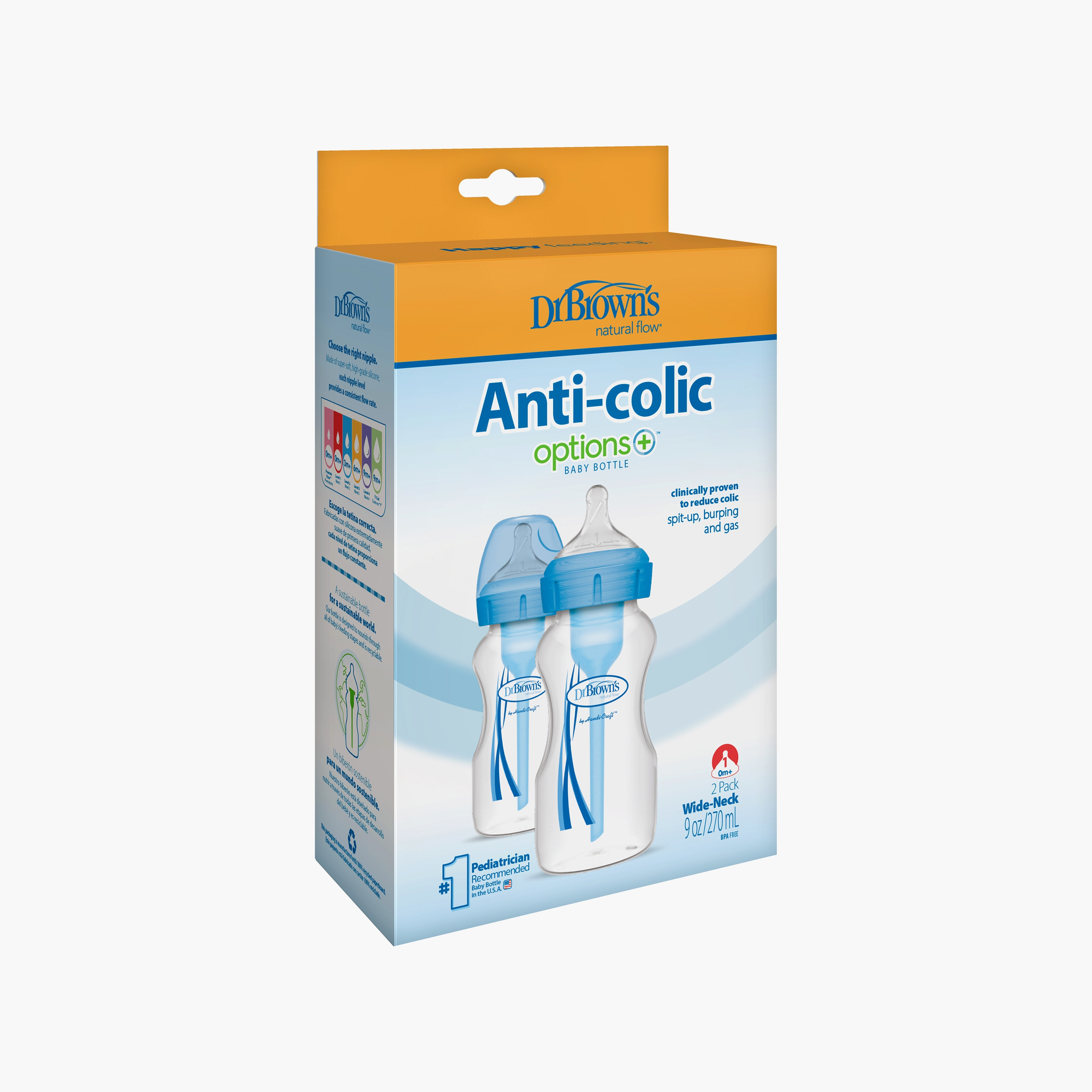  قطعتان من زجاجات الرضاعة ذات الرقبة الواسعة أوبشنز+ من دكتور براونز، 270 مل-baby-feeding-feedingbottles-bottlesandteats-image-4