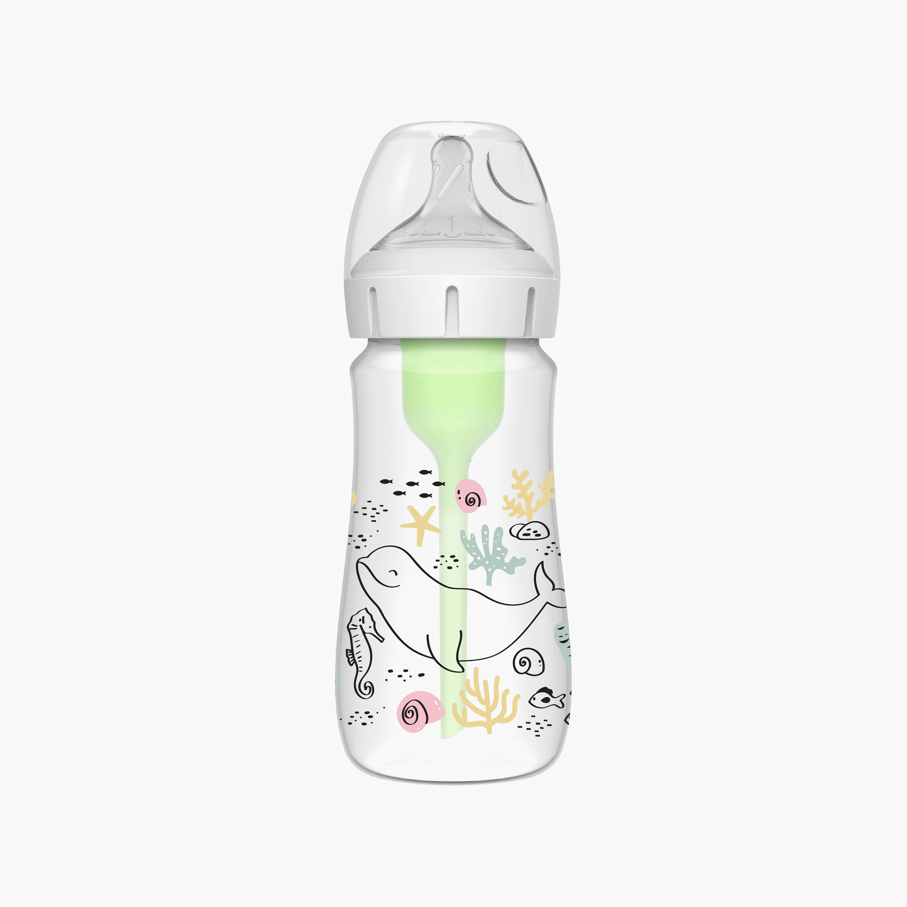 Dr. Brown's 2-Piece Wide Neck Anti Colic Options+ Feeding Bottle, Ocean Whale, 270 ml-baby-feeding-feedingbottles-bottlesandteats-image-1