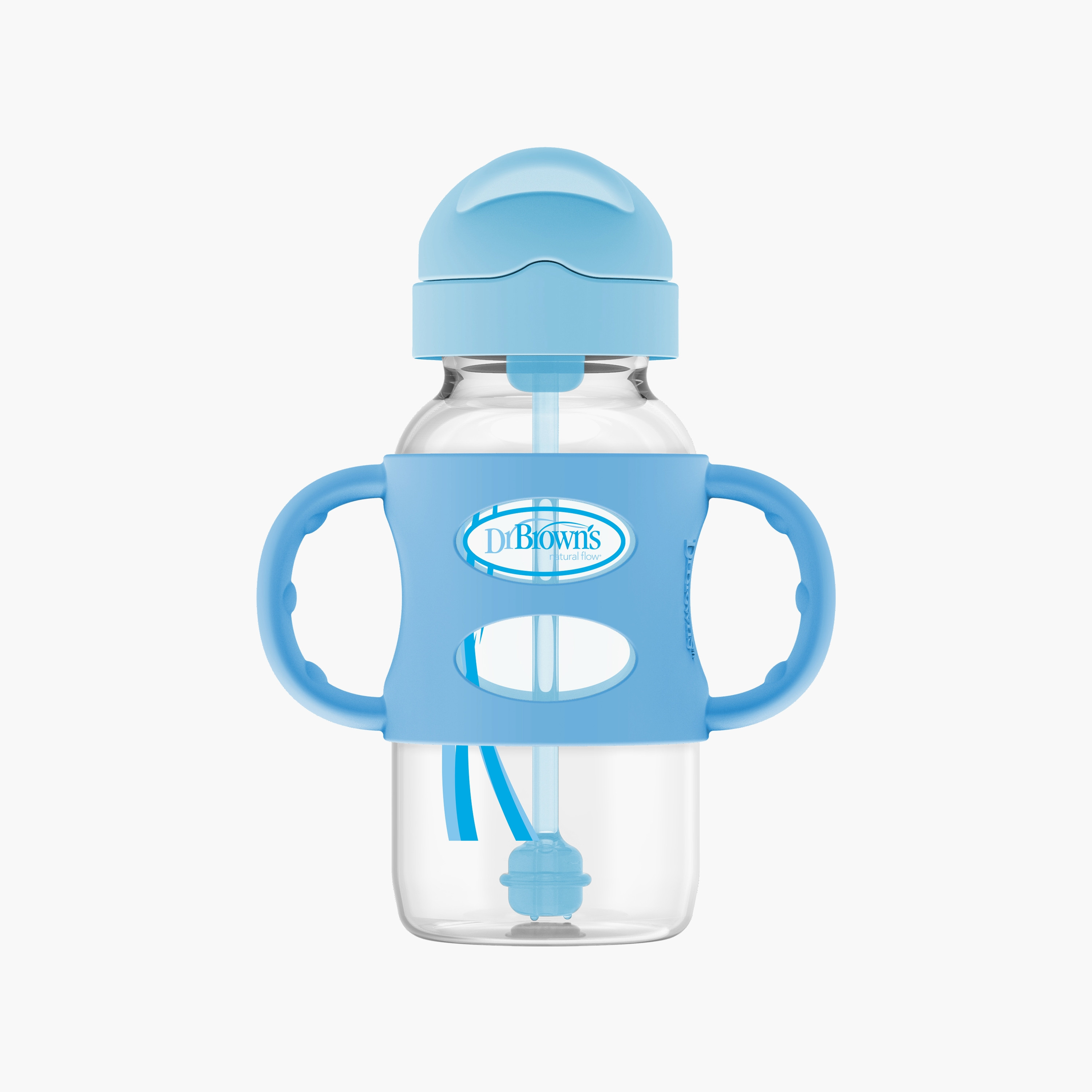 Dr. Brown's Wide Neck Sippy Straw Feeding Bottle with Handle, 270 ml-baby-feeding-feedingbottles-bottlesandteats-image-1
