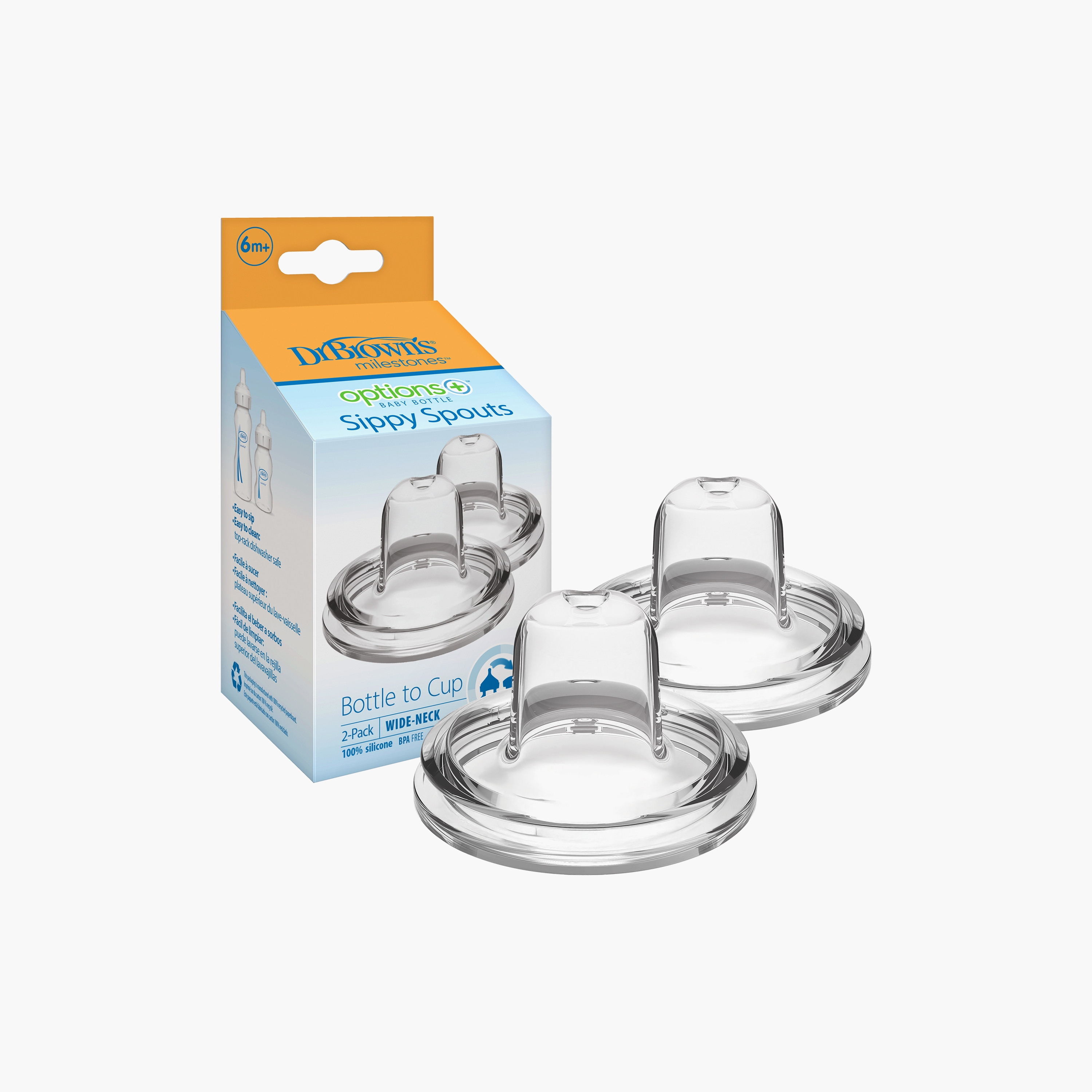Dr. Brown's 2-Piece Wide Neck Options+ Bottle Sippy Spouts-baby-feeding-feedingbottles-bottlesandteats-image-2