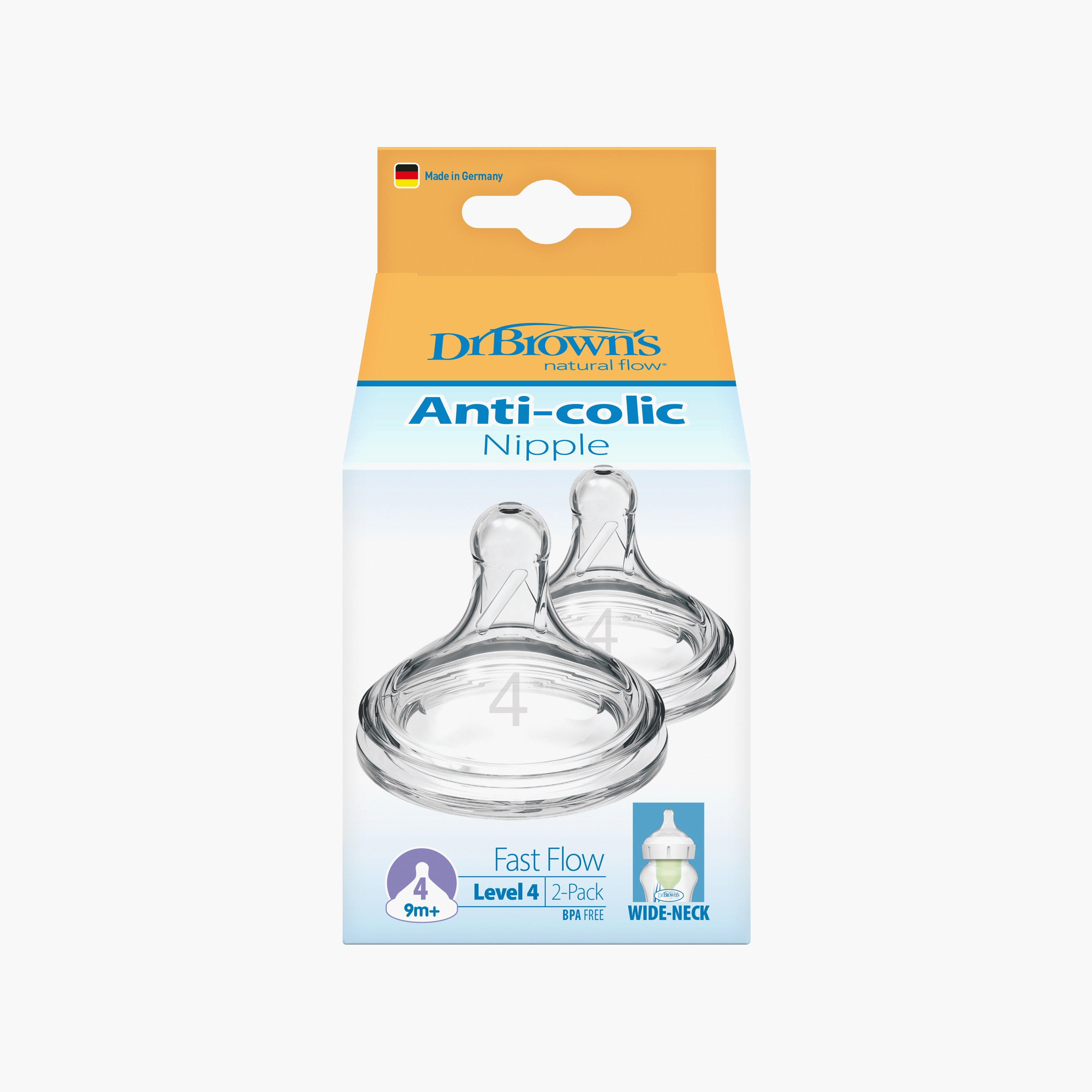 Dr. Brown's 2-Piece Wide Neck Silicone Options+ Nipples, Level 4-baby-feeding-feedingbottles-bottlesandteats-image-1