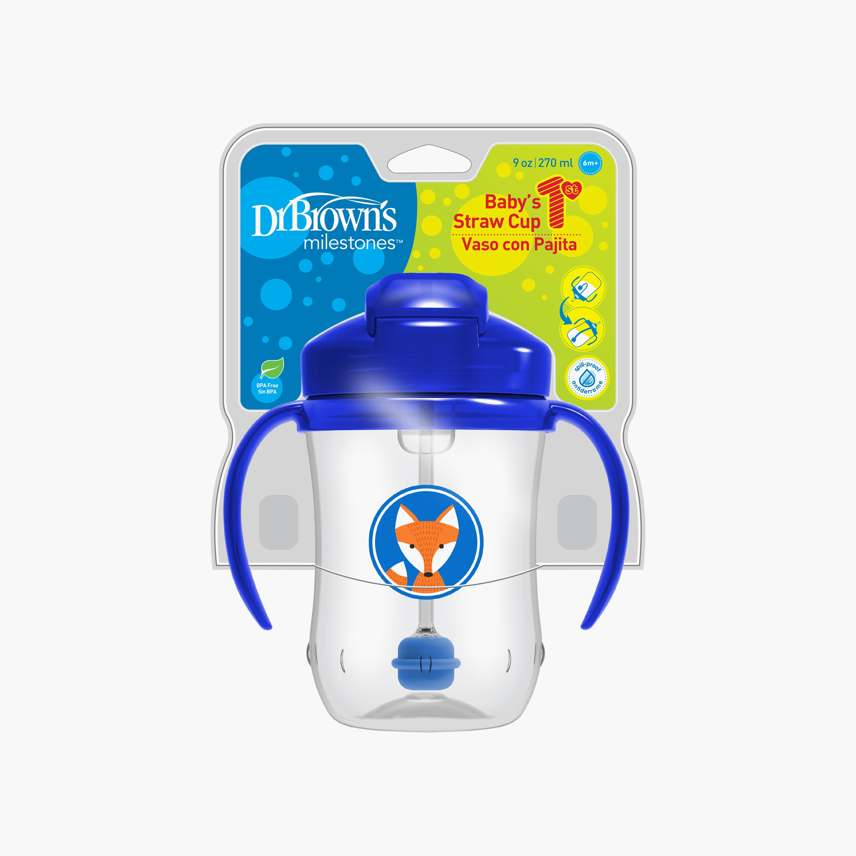 Dr. Brown's First Straw Cup with Handle, Blue, 270 ml-baby-feeding-mealtimeessentials-image-4