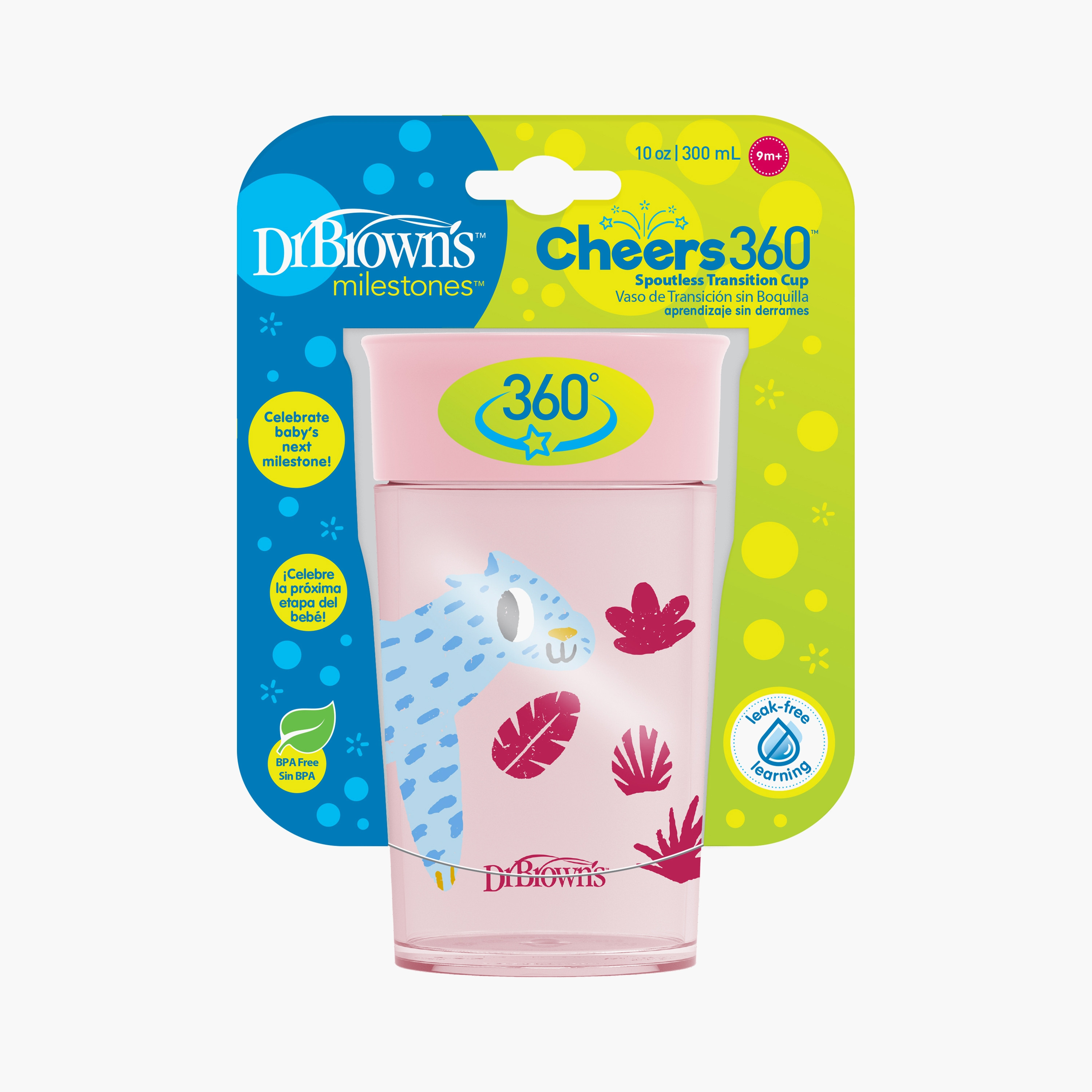 Dr. Brown's Smooth Wall Cheers 360 Cup, Pink, 300 ml-baby-feeding-mealtimeessentials-image-3