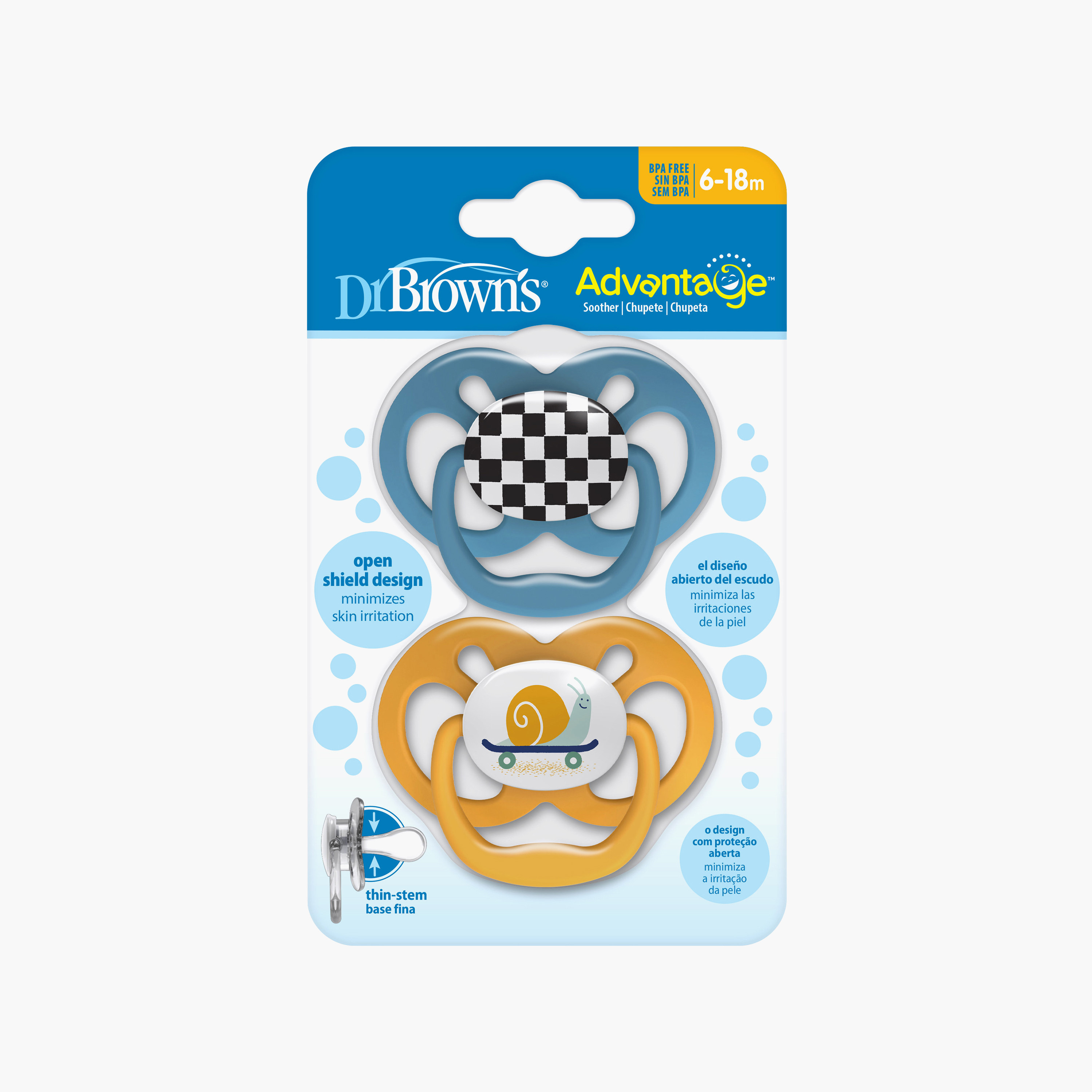 Dr. Brown's 2-Piece Advantage Glow in The Dark Pacifiers, Stage 2, Blue-baby-feeding-pacifiers-image-5