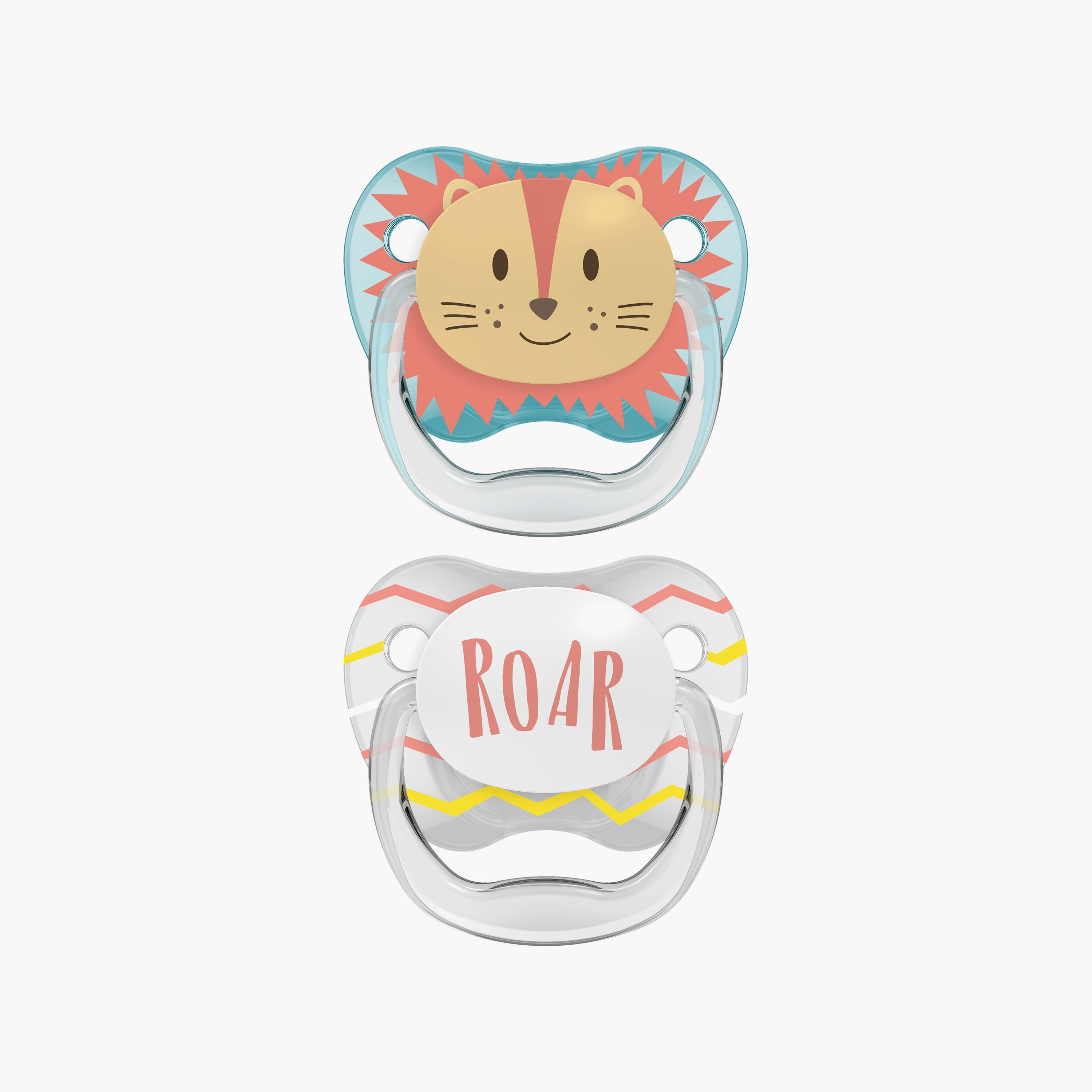 Dr. Brown's 2-Piece Prevent Printed Shield Soothers, Stage 1, Teal & Gray-baby-feeding-pacifiers-image-1