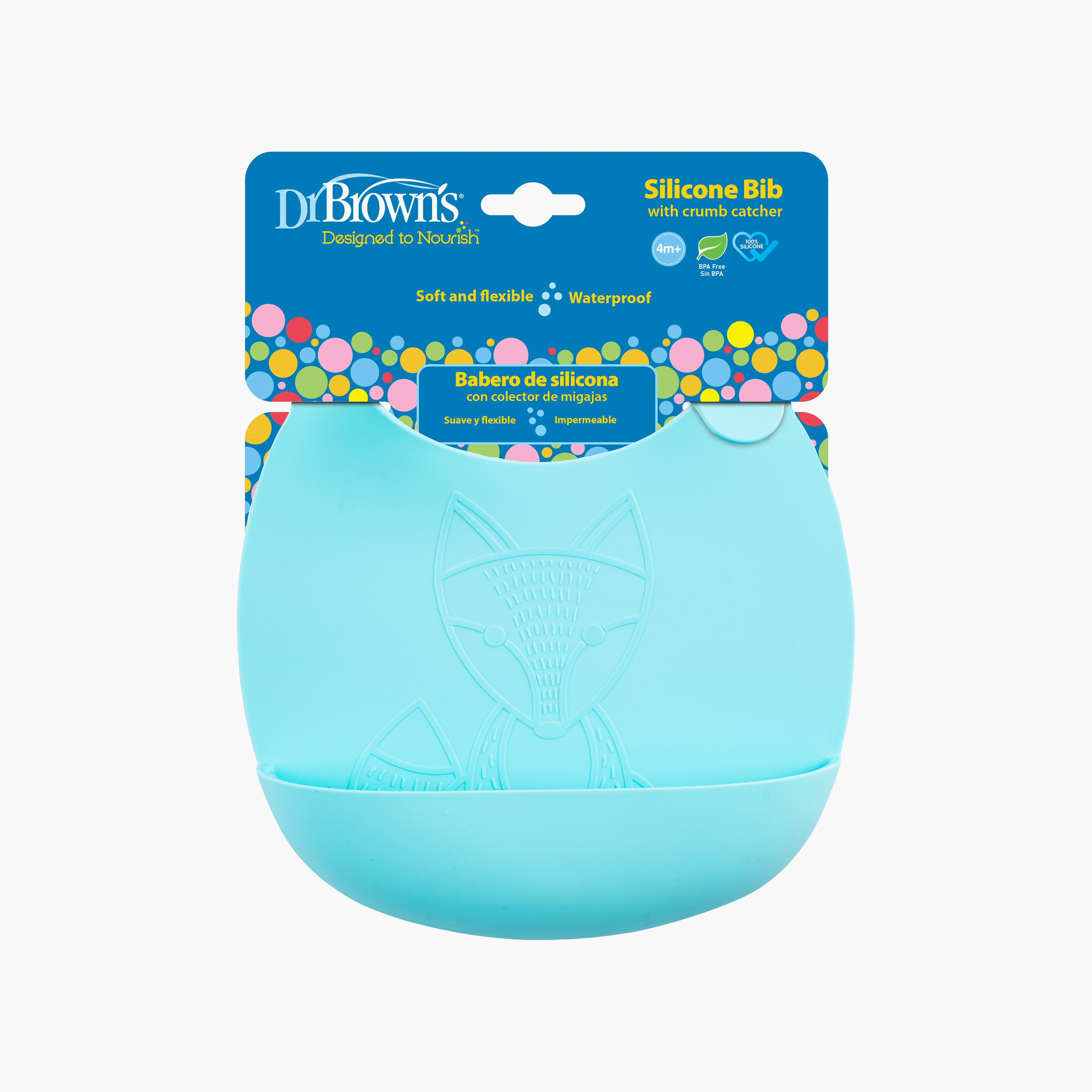 Dr. Brown's Silicon Bib, Turquoise-baby-feeding-bibs-image-3