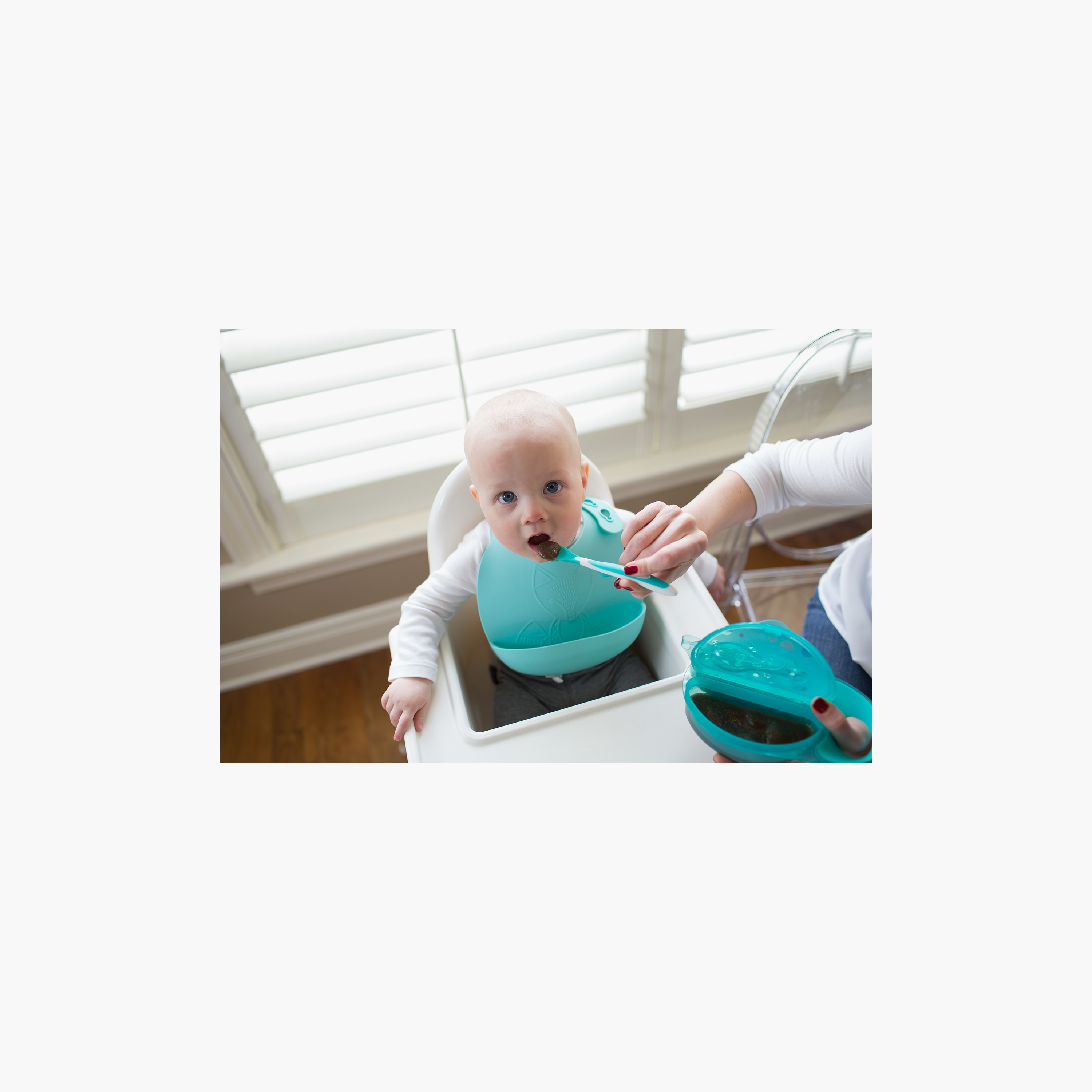 Dr. Brown's Silicon Bib, Turquoise-baby-feeding-bibs-image-4