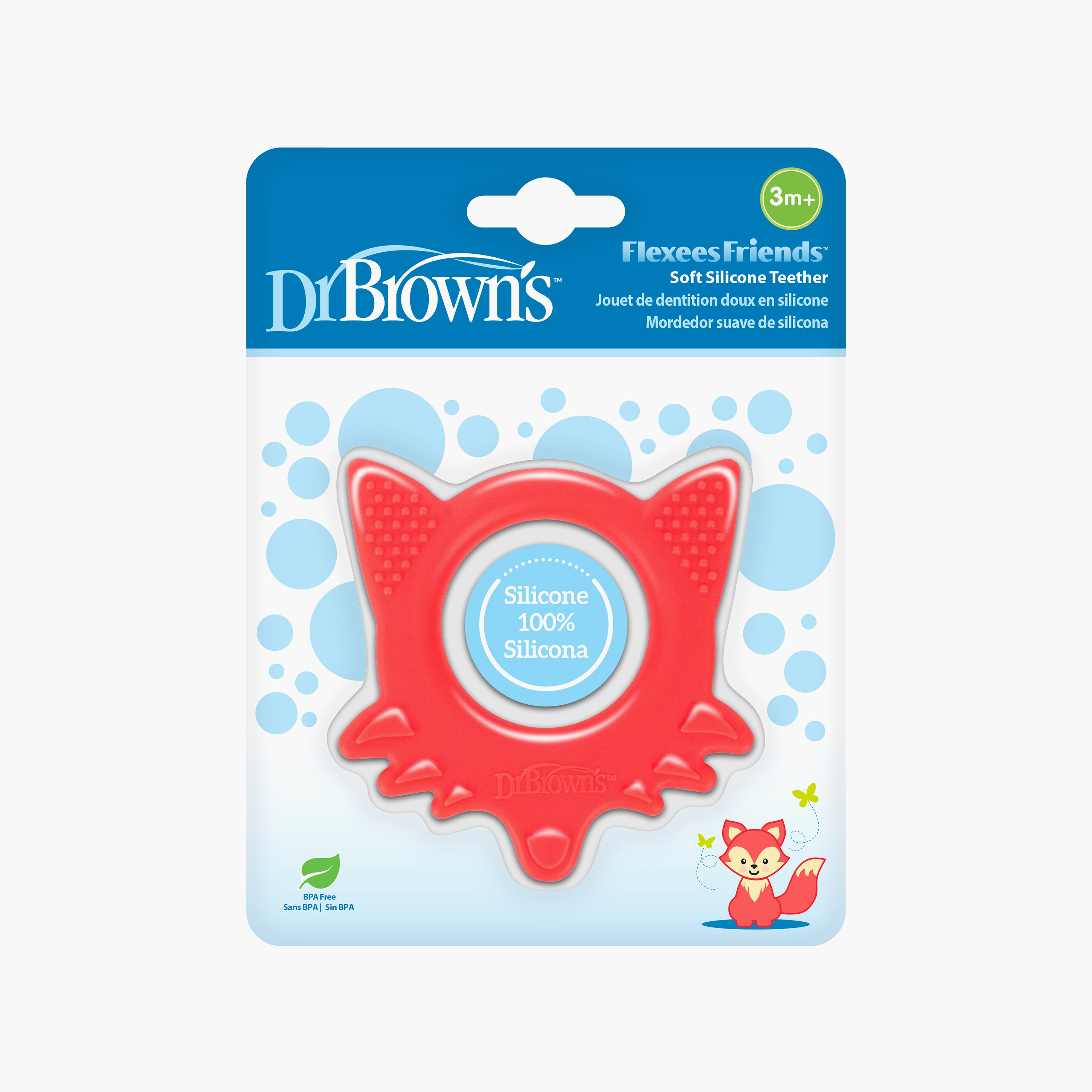 Dr. Brown's Flexees Friends Silicone Teether, Fox, Red-baby-feeding-teethers-image-2