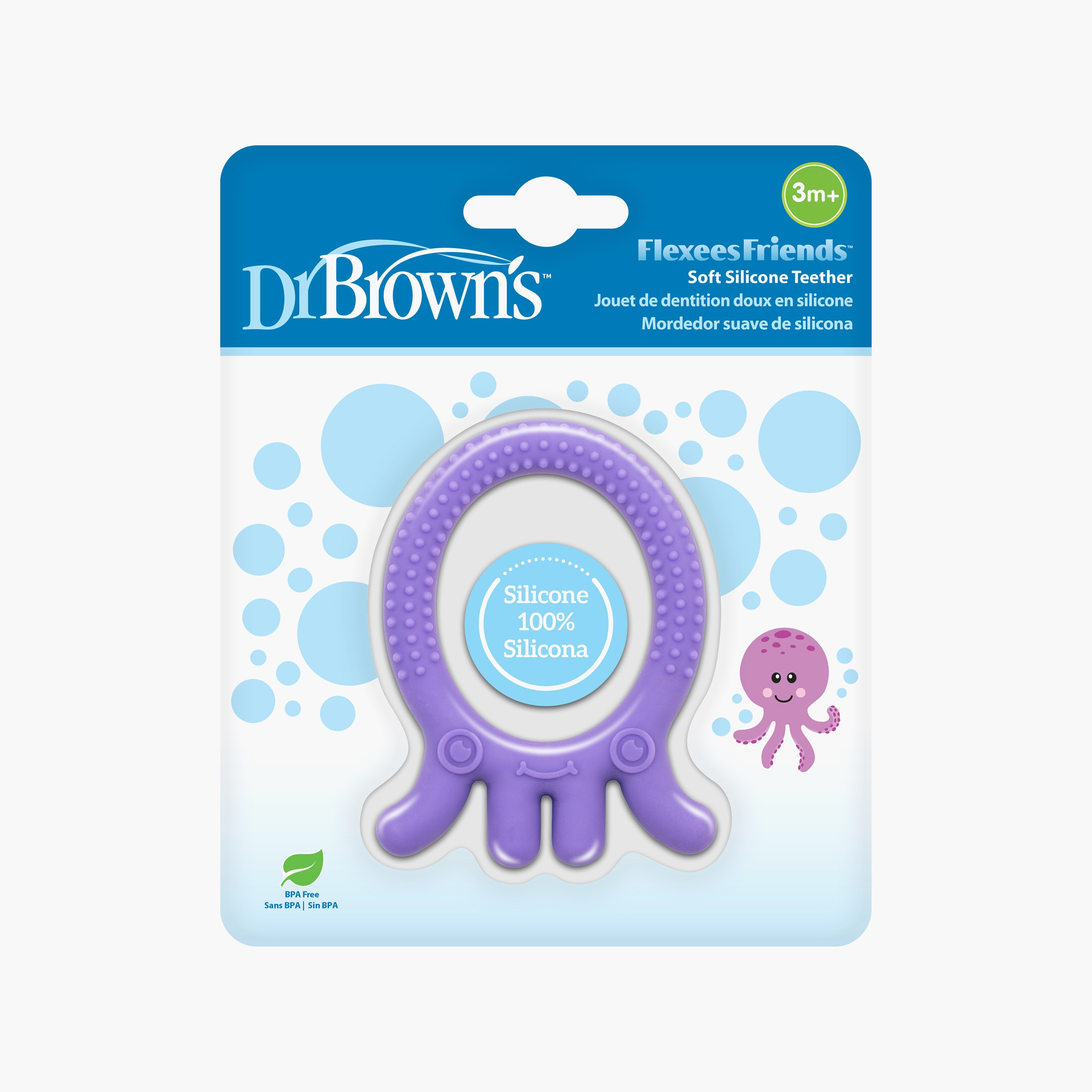 عضاضة السيليكون فليكسيز فريندز من دكتور براونز، أخطبوط، الأرجواني-baby-feeding-teethers-image-2
