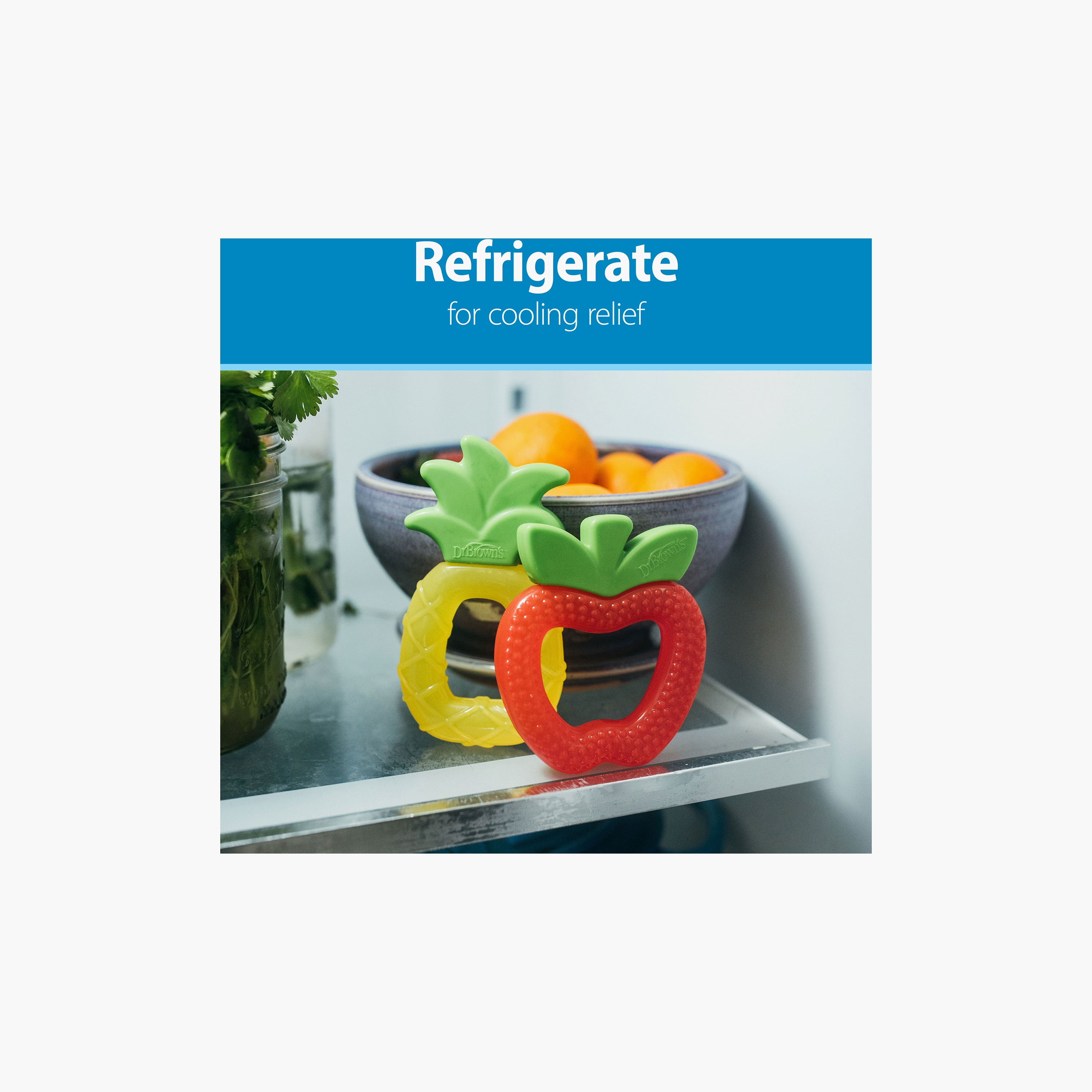  عضاضة أكواكوول المملوءة بالماء مكونة من قطعتين من دكتور براونز، أناناس وتفاح-baby-feeding-teethers-image-1