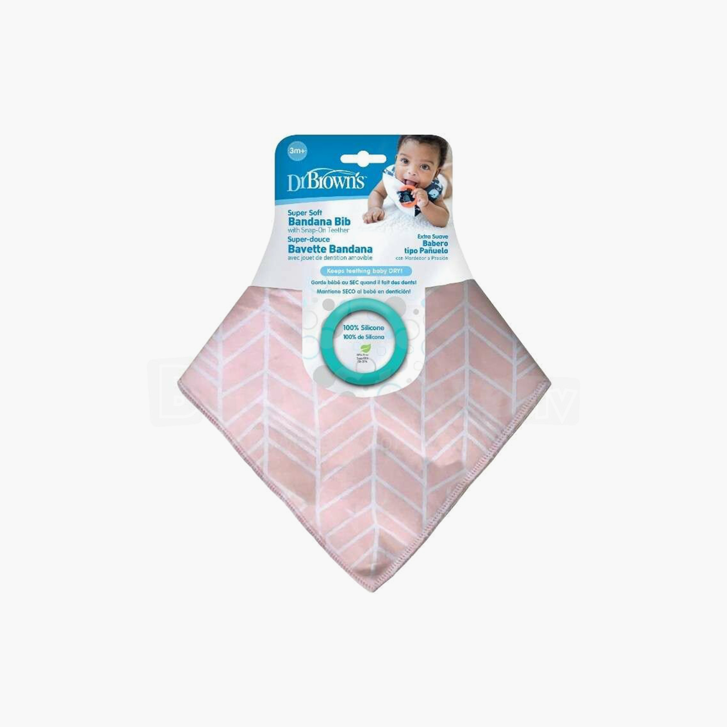 مريلة  باندانا مع عضاضة من دكتور براونز، هيرينجبون، زرقاء-baby-feeding-bibs-image-1