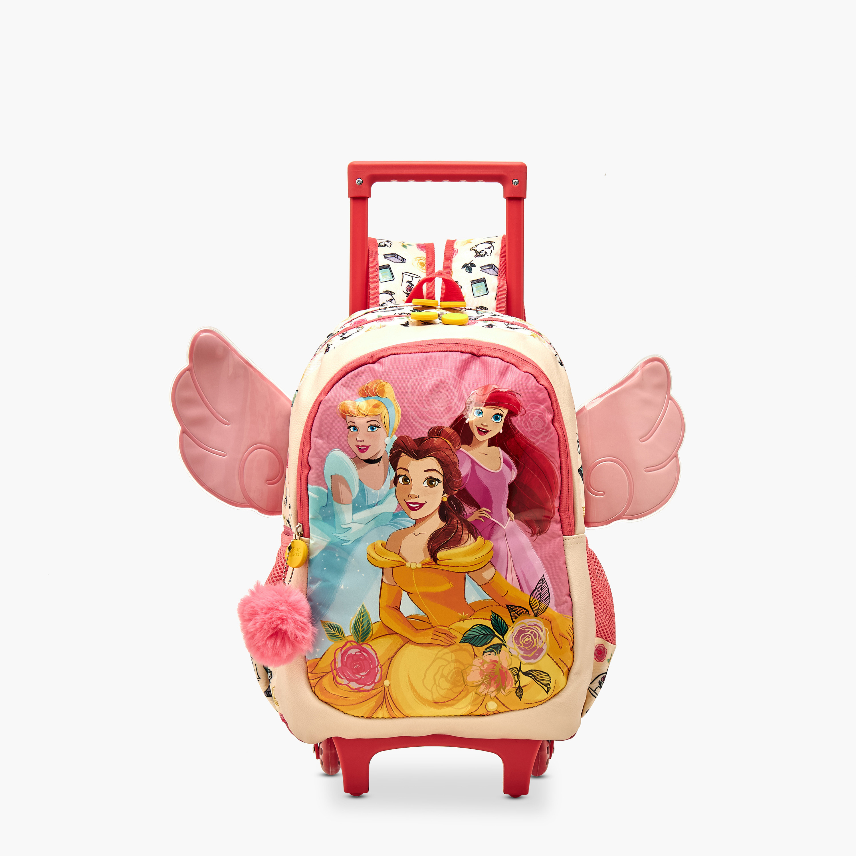Disney Princess Print Trolley Backpack with Wing Applique and Wheels - 16 inches-school-bagsandbackpacks-trolleybags-image-1