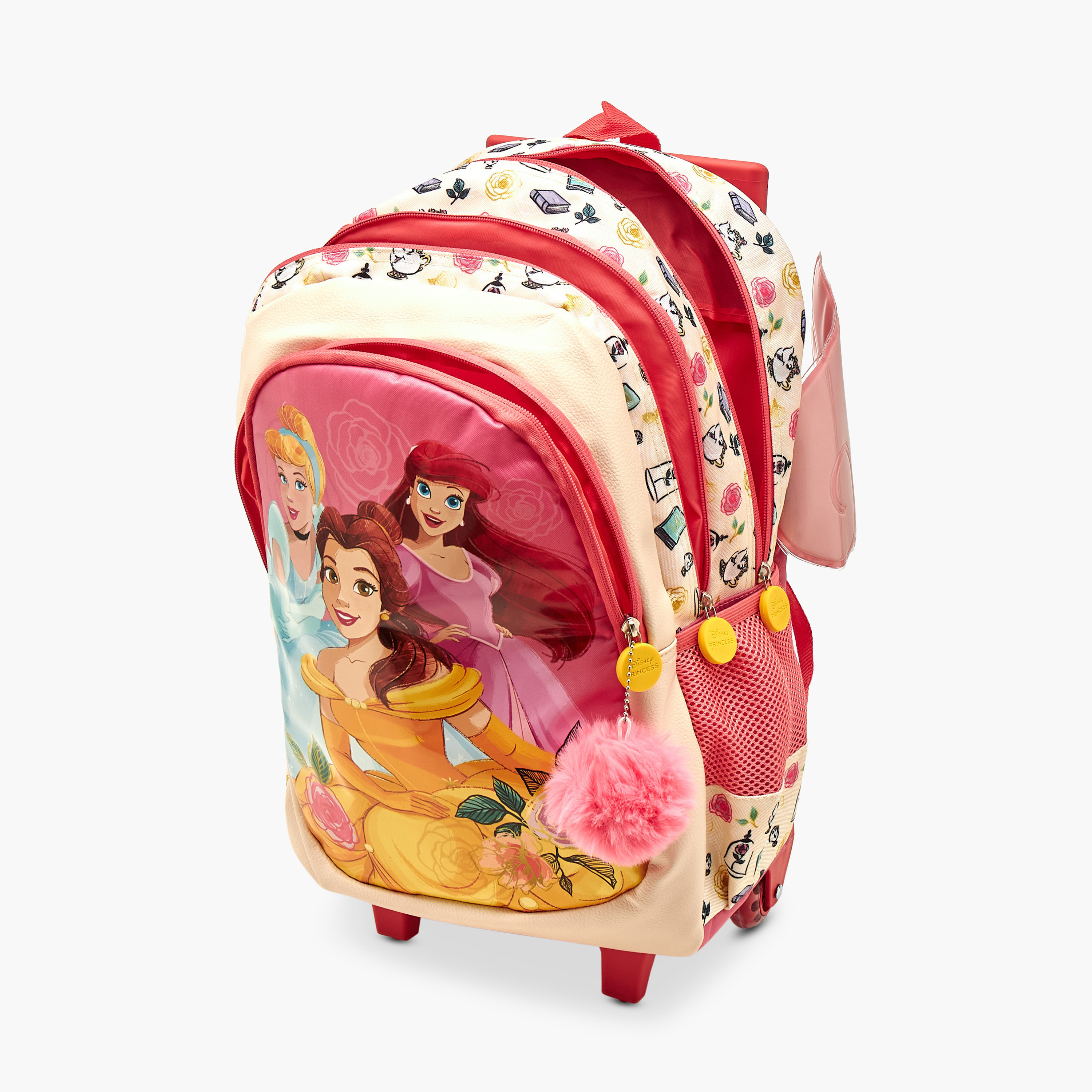 Disney Princess Print Trolley Backpack with Wing Applique and Wheels - 16 inches-school-bagsandbackpacks-trolleybags-image-13