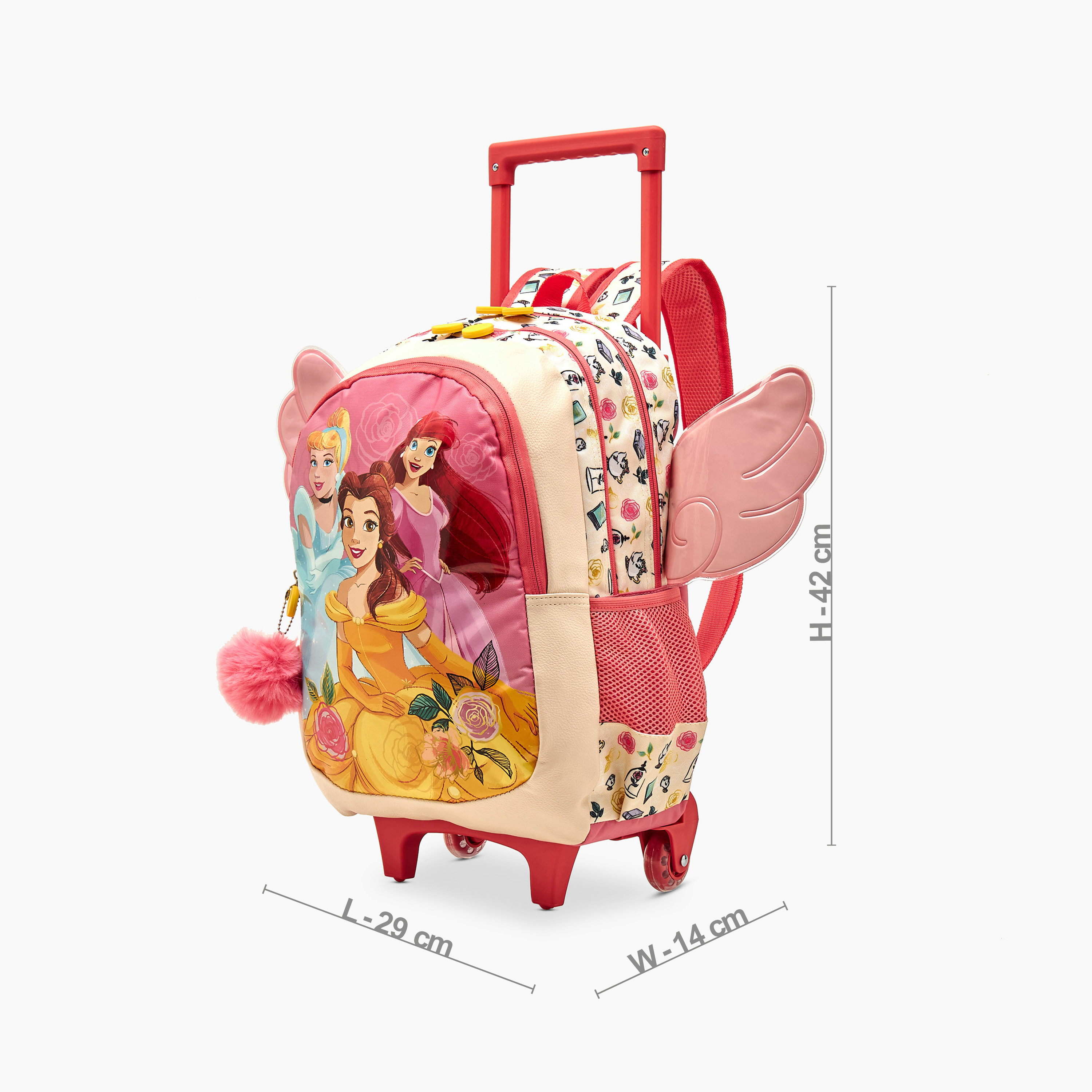 Disney Princess Print Trolley Backpack with Wing Applique and Wheels - 16 inches-school-bagsandbackpacks-trolleybags-image-2