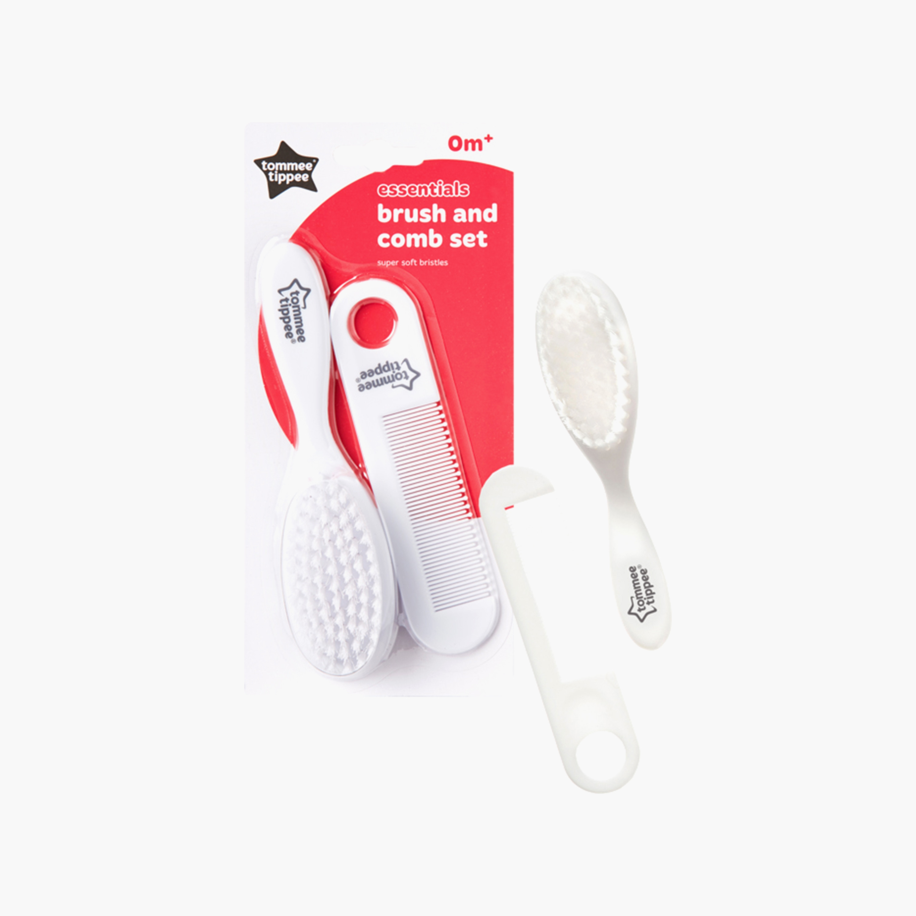 مجموعة فرشاة ومشط أساسيات قطعتين من تومي تيبي - أبيض-baby-bathandcare-hairbodyskincare-image-1