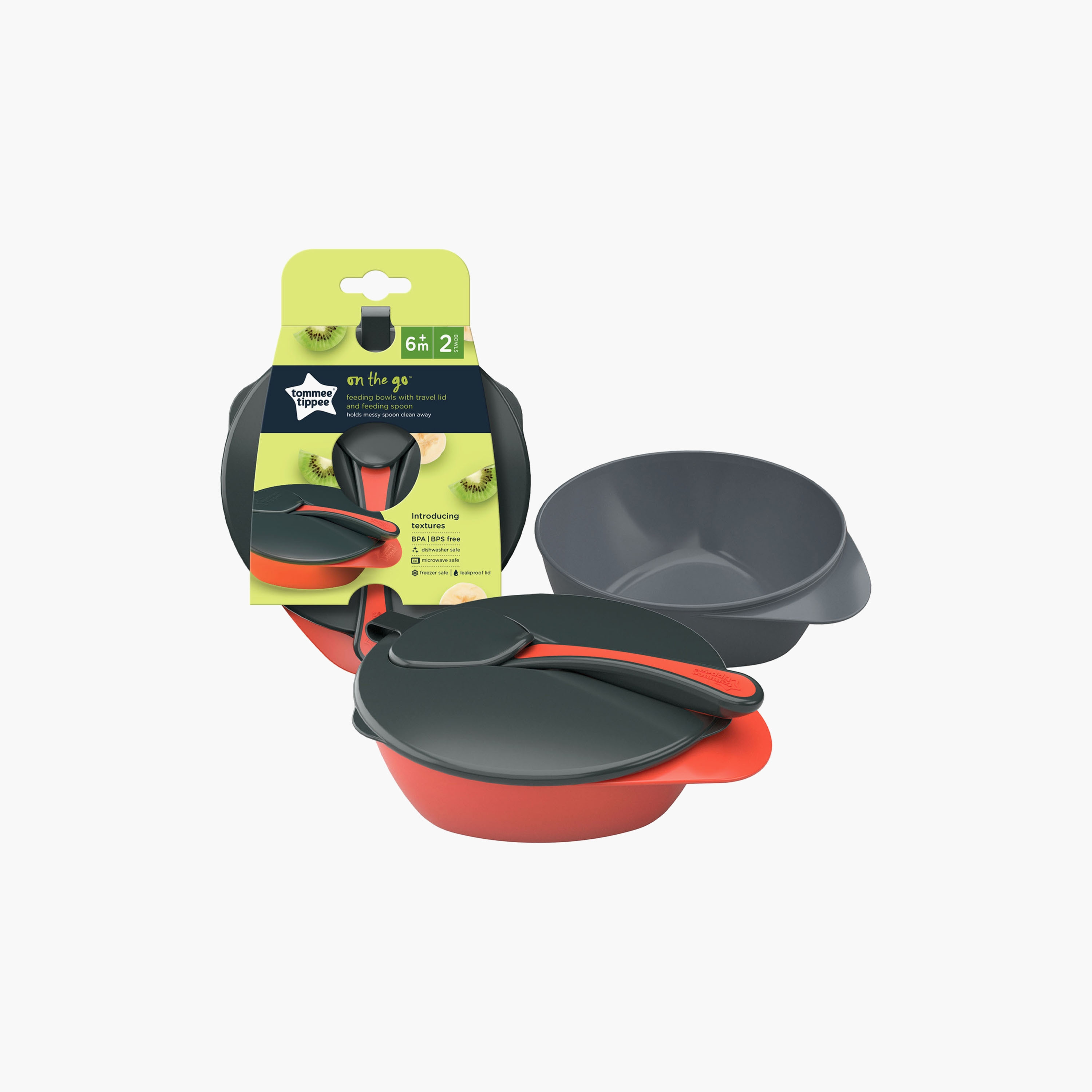 Buy Tommee Tippee 2 Piece On The Go Feeding Bowl with Lid Spoon Blue Online Babyshop KSA