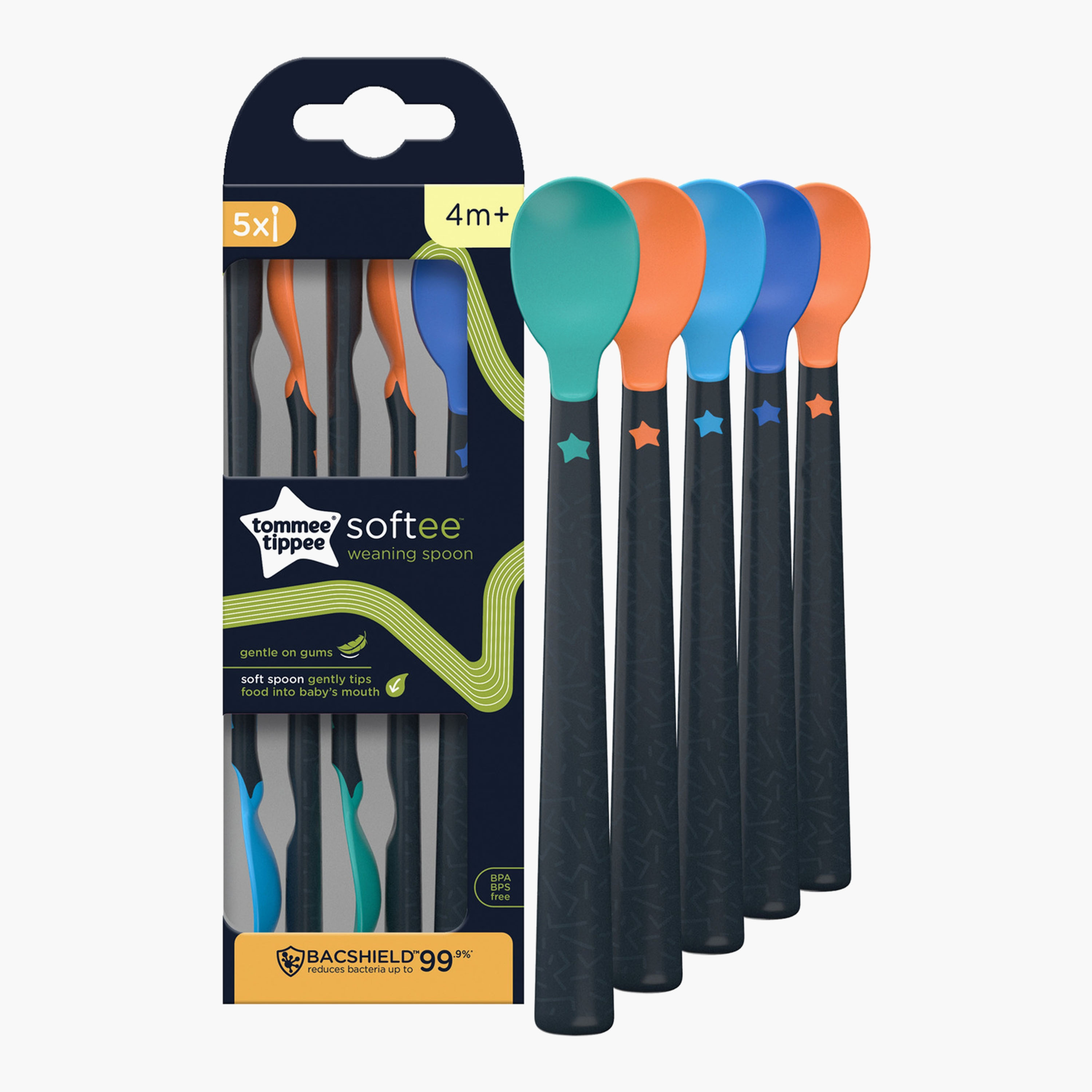 Tommee Tippee 5-Piece Softee Weaning Feeding Spoon - 4 Months+-baby-feeding-mealtimeessentials-image-1