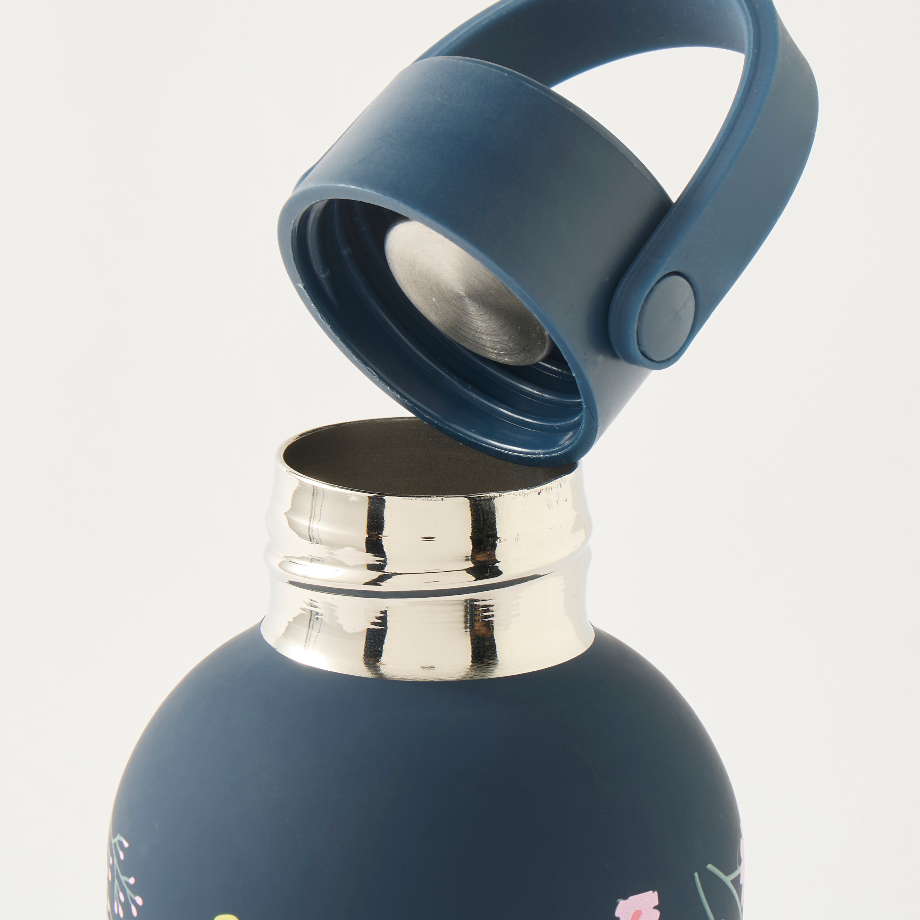Floral Print Double Wall Stainless Steel Water Bottle with Screw Lid and Handle - 500 ml-school-waterbottles-image-4