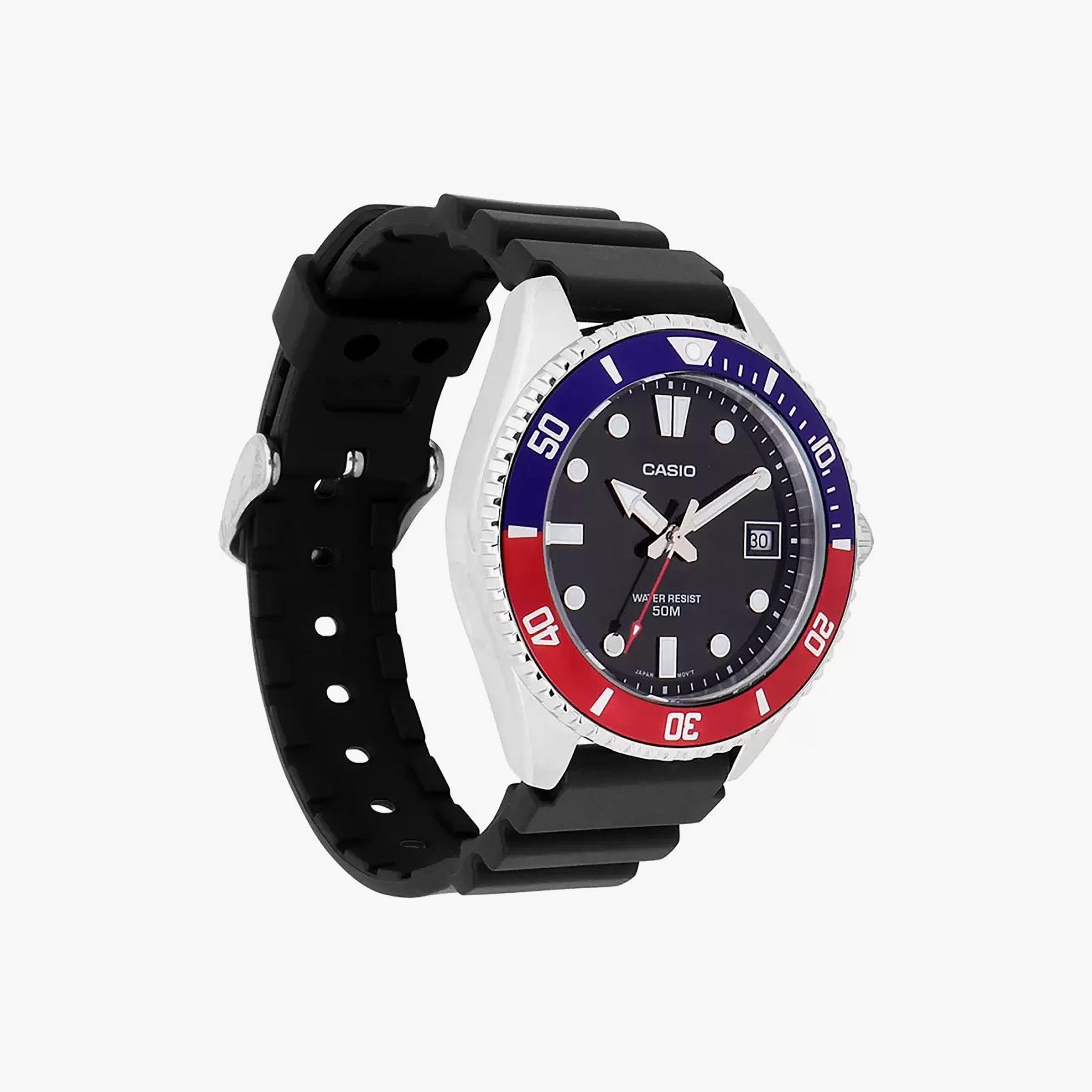 Casio Men's Black Analog Silicone Strap Watch | MDV-10-1A2VDF | 39 MM-men-watchesandjewellery-watches-image-2