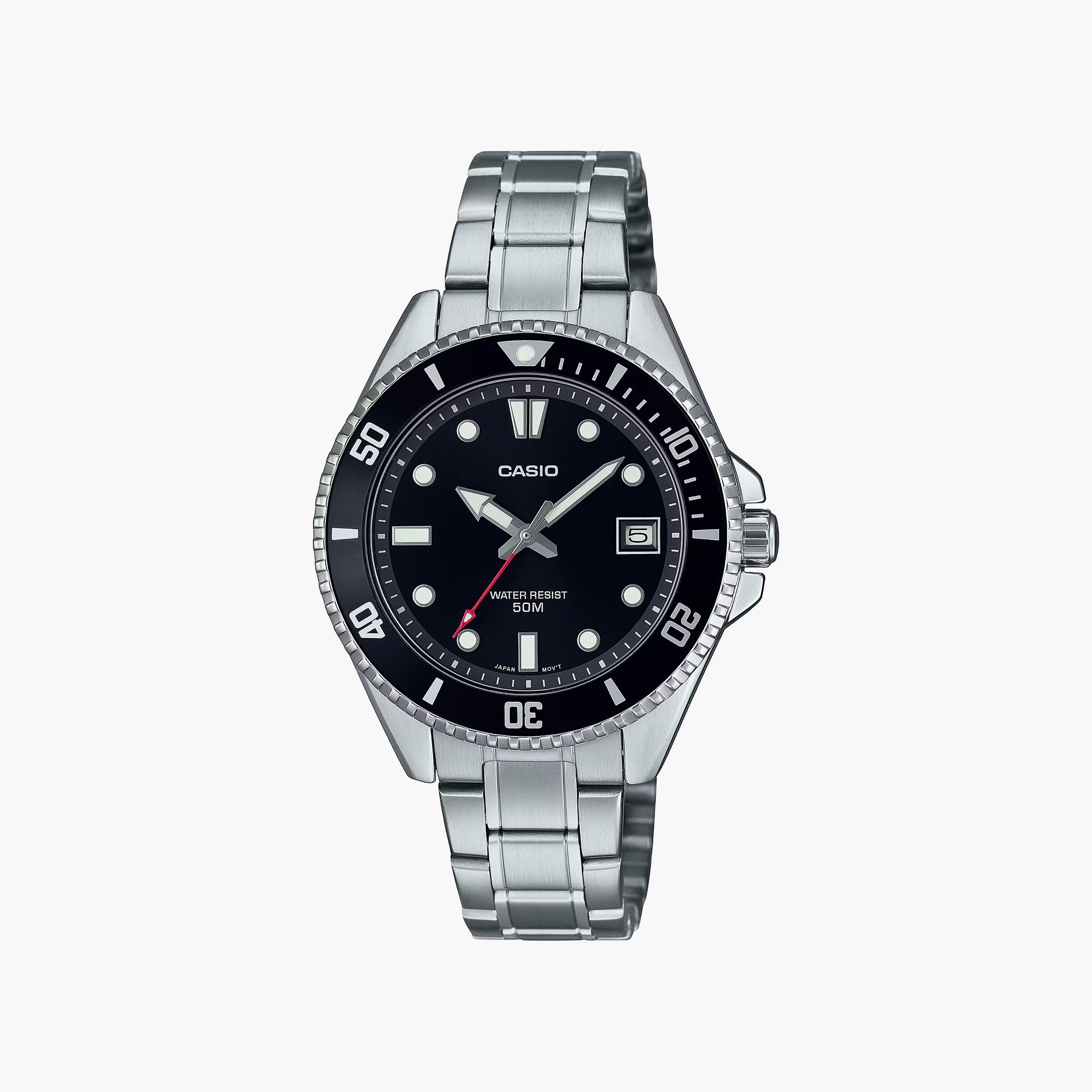Casio Men's Silver Analog Stainless Steel Strap Watch | MDV-10D-1A1VDF-men-watchesandjewellery-watches-image-1