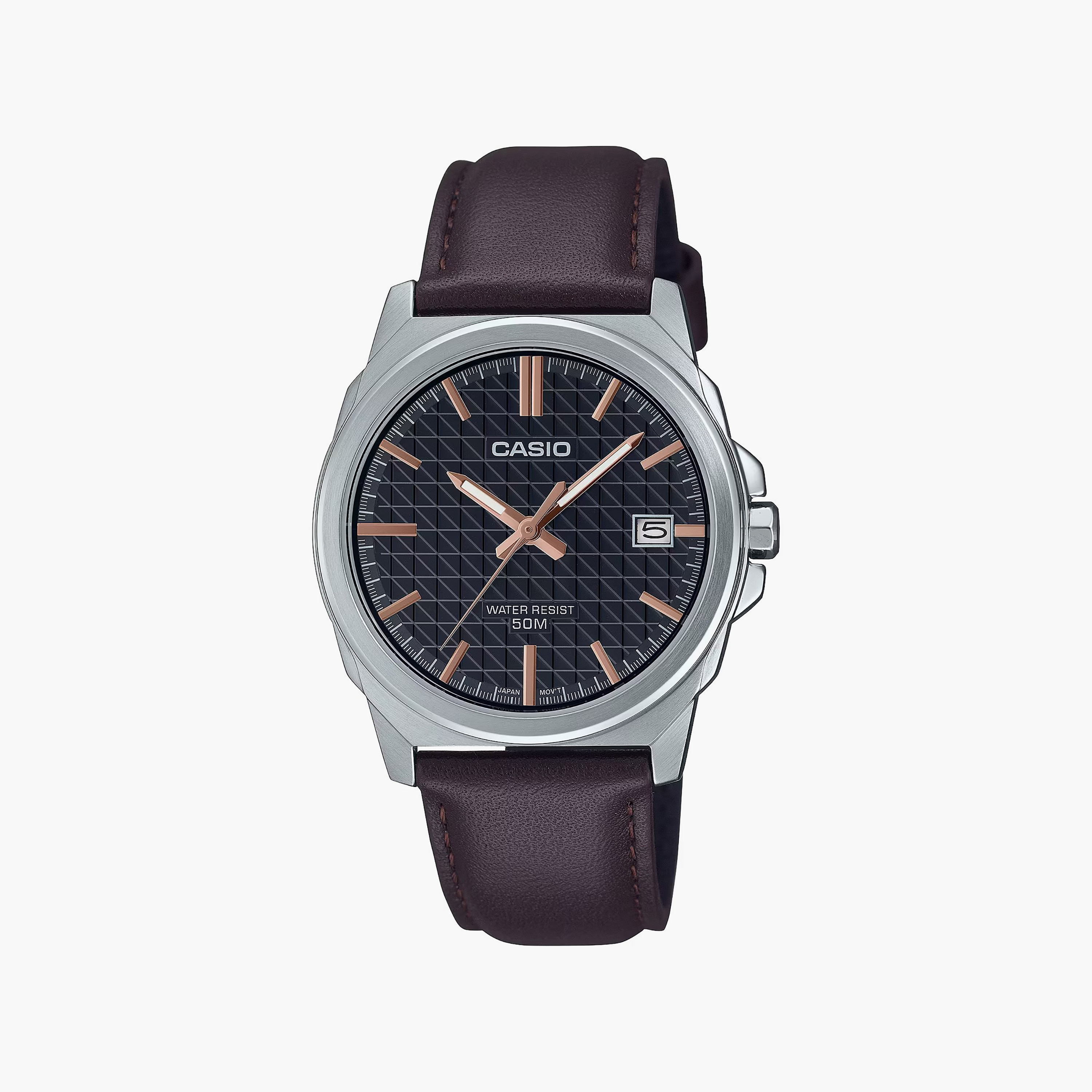 Casio Men's Brown Analog Leather Strap Watch | MTP-E720L-5AVDF | 38 MM-men-watchesandjewellery-watches-image-1