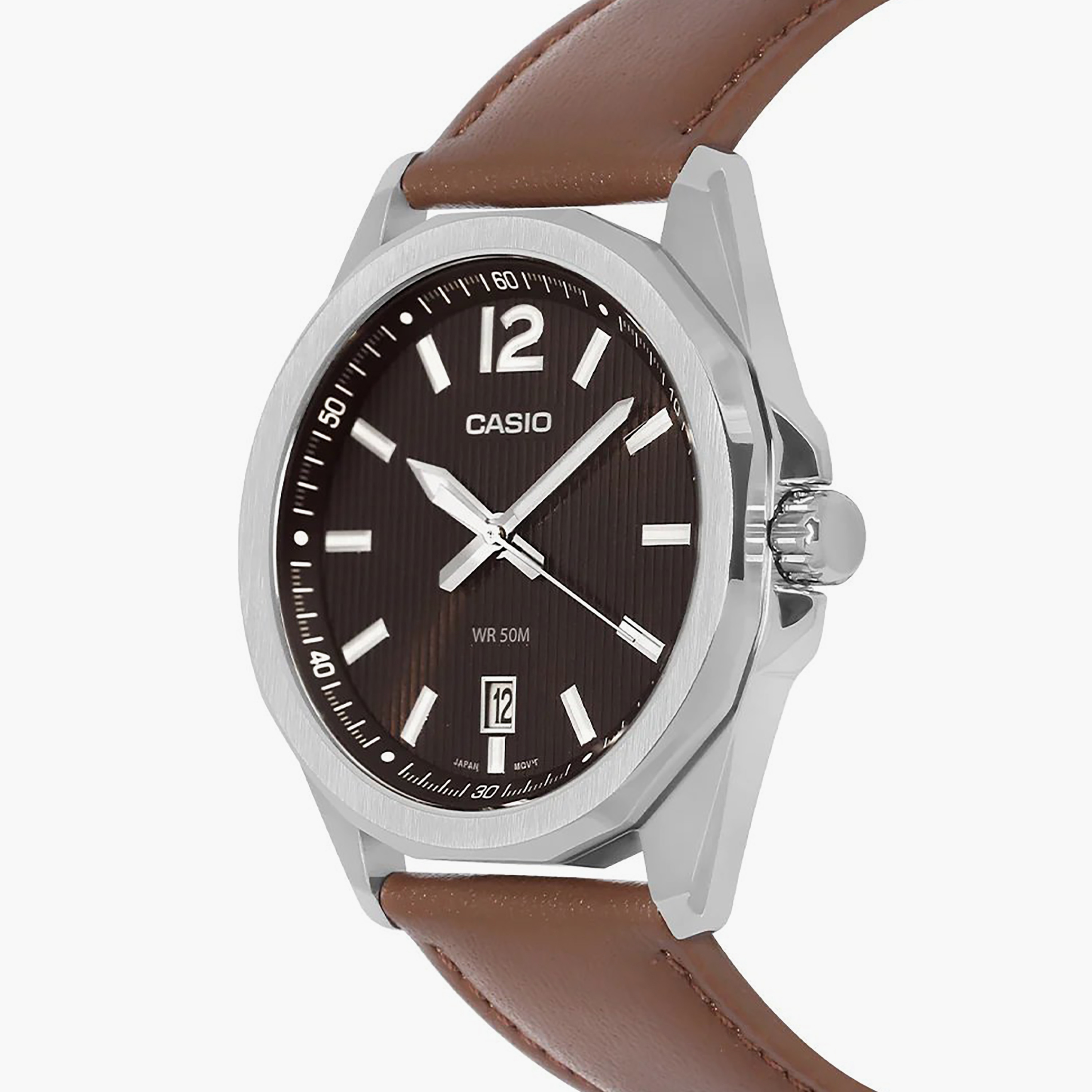 Casio Men's Brown Analog Leather Strap Watch | MTP-E725L-5AVDF | 42 MM-men-watchesandjewellery-watches-image-2