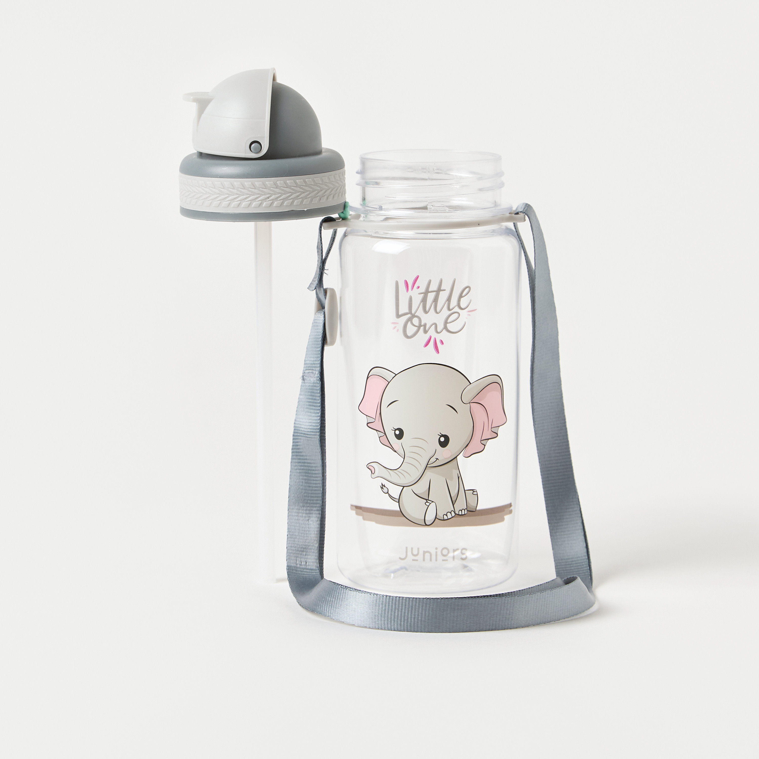 Juniors Elephant Print Sipper Water Bottle with Adjustable Strap - 350 ml-baby-feeding-mealtimeessentials-image-2