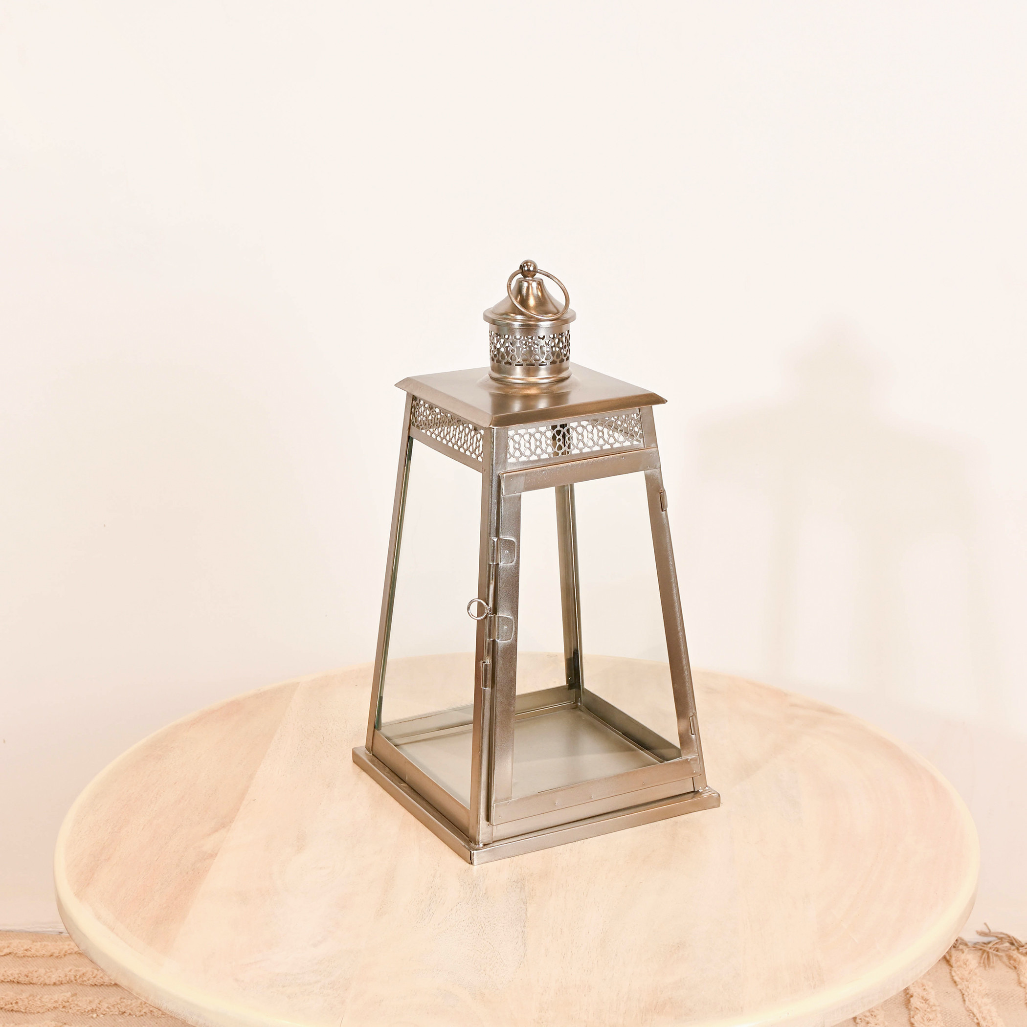 Home Carving Decorative Glass Lantern - 25x20 cms-household-decor-candleholdersandlanterns-image-1