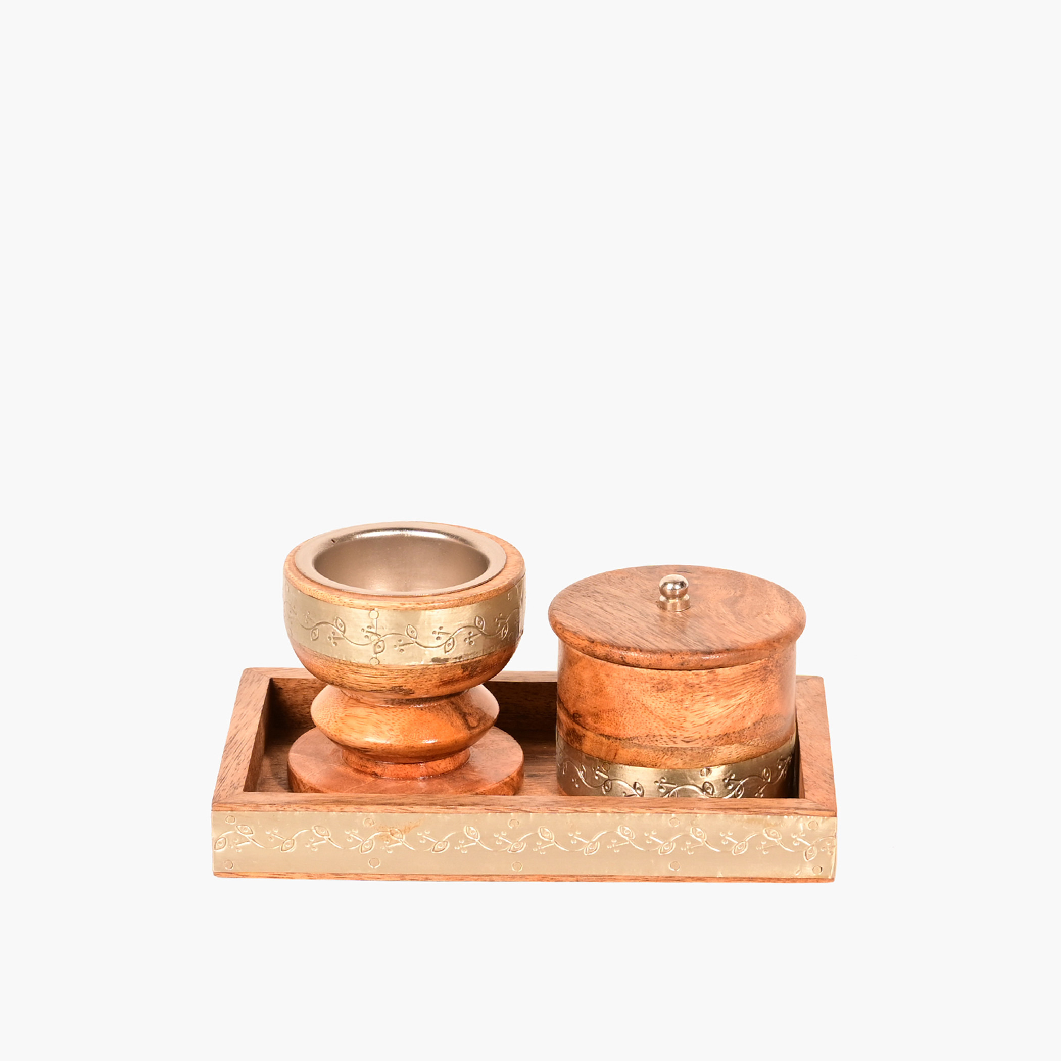طقم حامل شموع خشب 3 قطع للديكور من هوم كارفينج-household-decor-candleholdersandlanterns-image-1