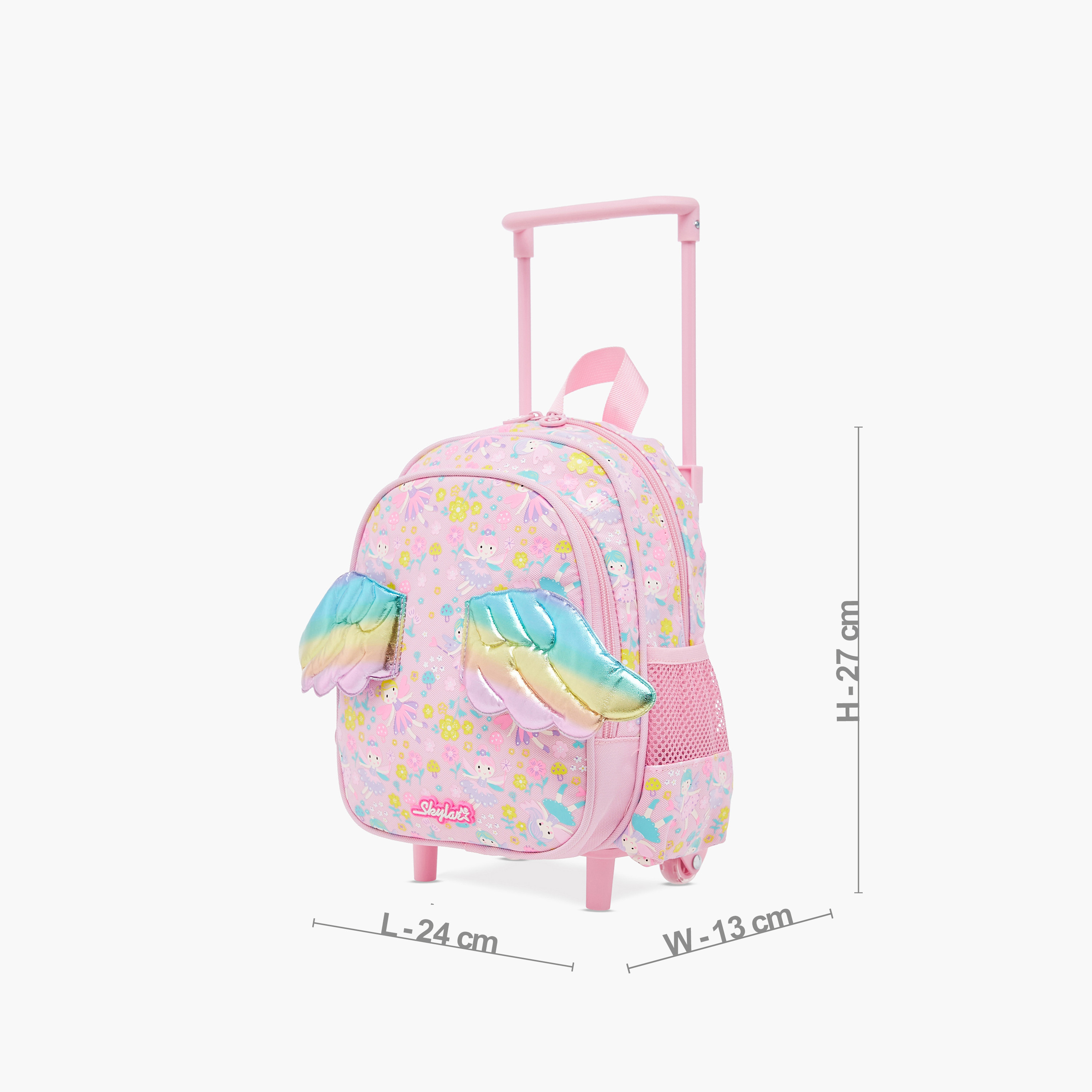 Skylar Wing Applique 10-Inch Trolley Backpack with Retractable Handle - 24x13x27 cms-school-bagsandbackpacks-trolleybags-image-2