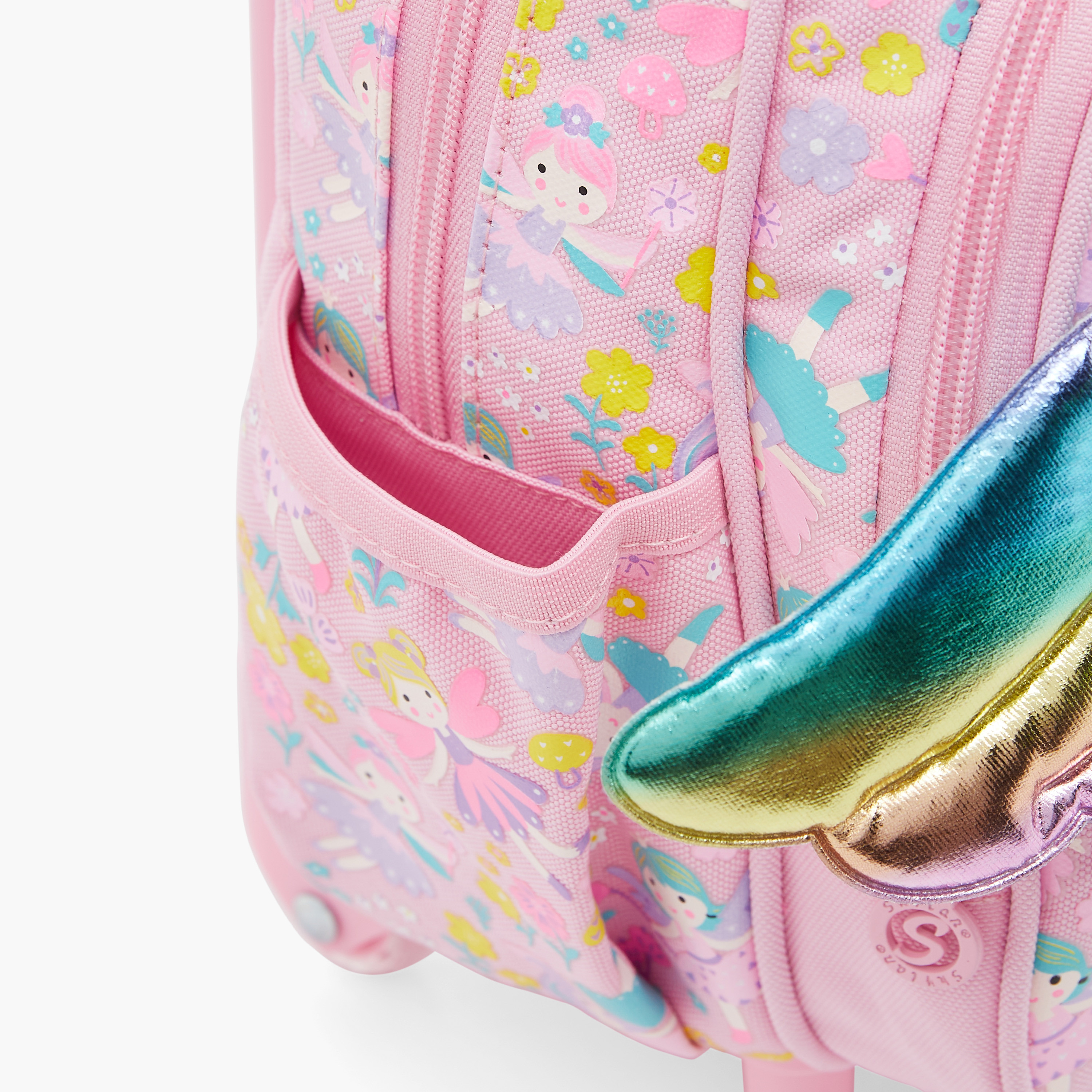 Skylar Wing Applique 10-Inch Trolley Backpack with Retractable Handle - 24x13x27 cms-school-bagsandbackpacks-trolleybags-image-9